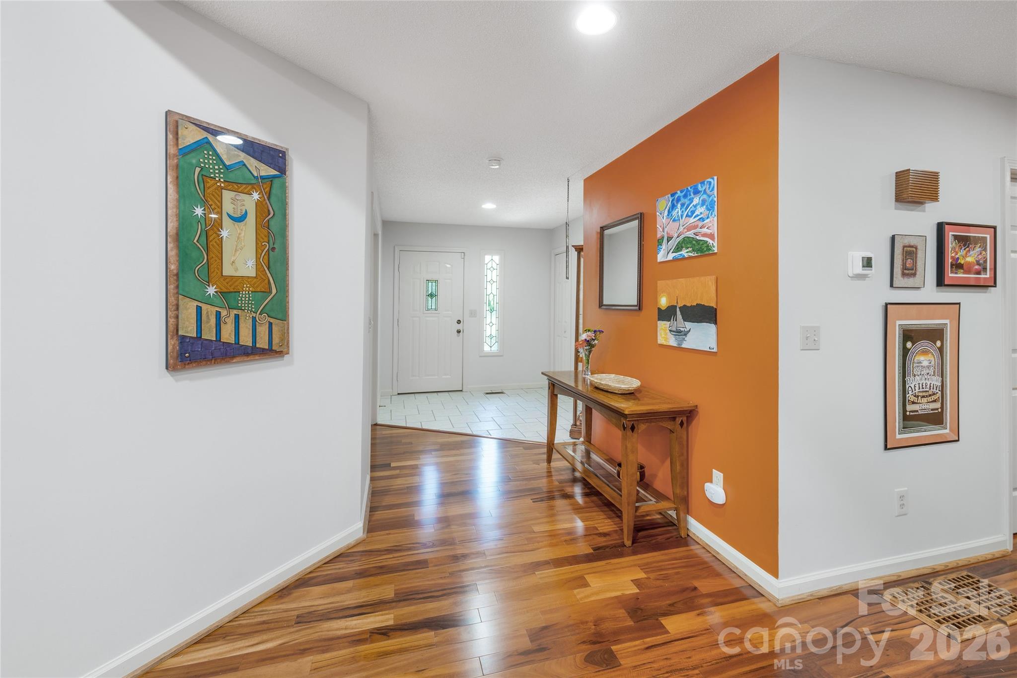 Looking at the front entry from the living room space. - 31 Hillcreek Drive, Asheville