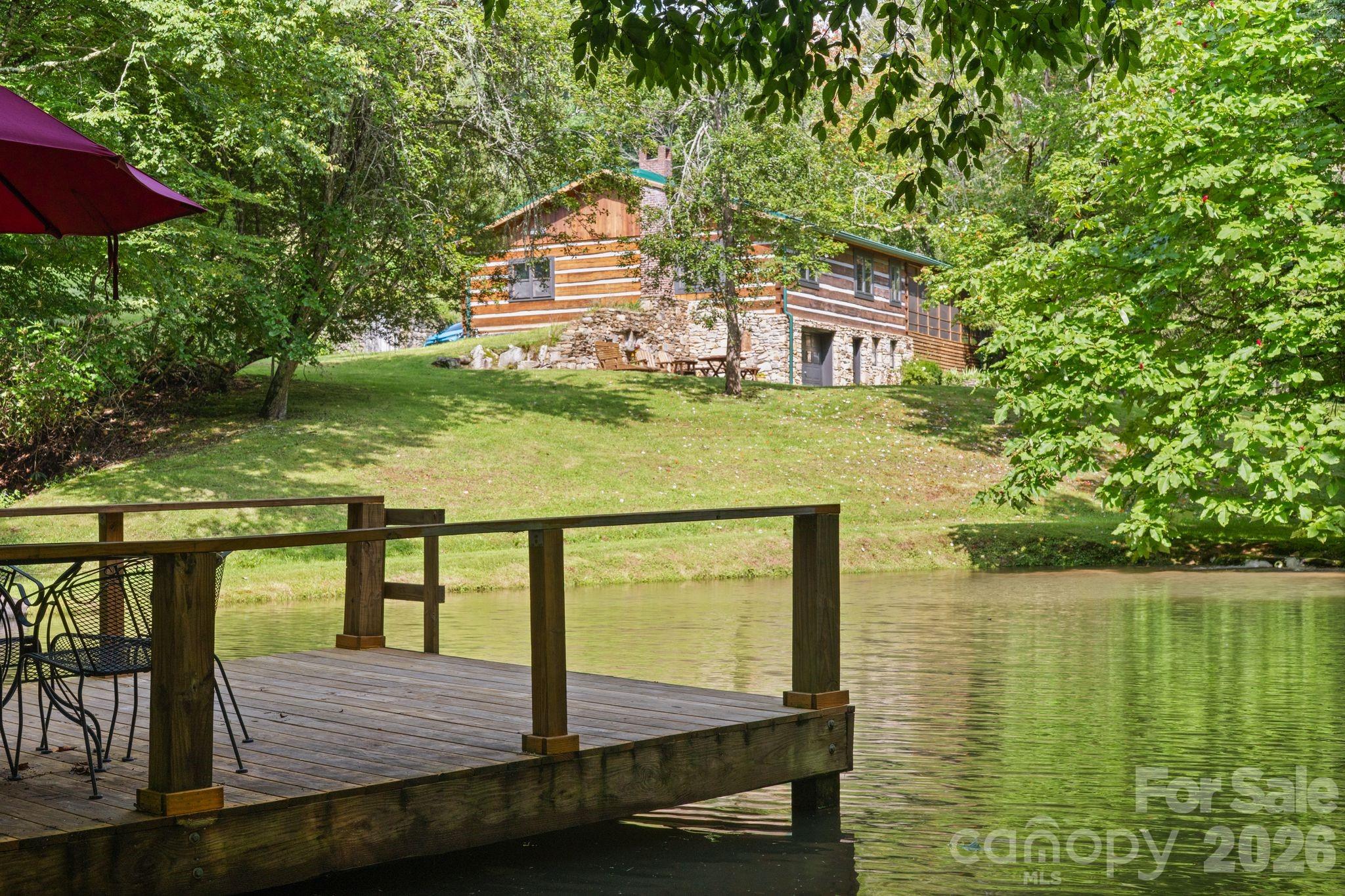 Trout pond with dock - 1061 Indian Trail Road, Mars Hill