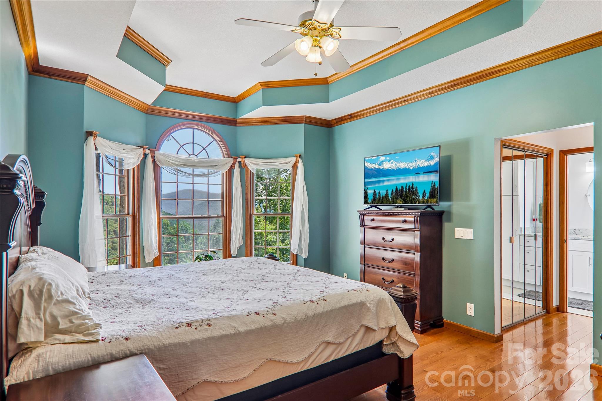 Primary bedroom waking up to mountain views. - 16 Hobe Crest, Hendersonville