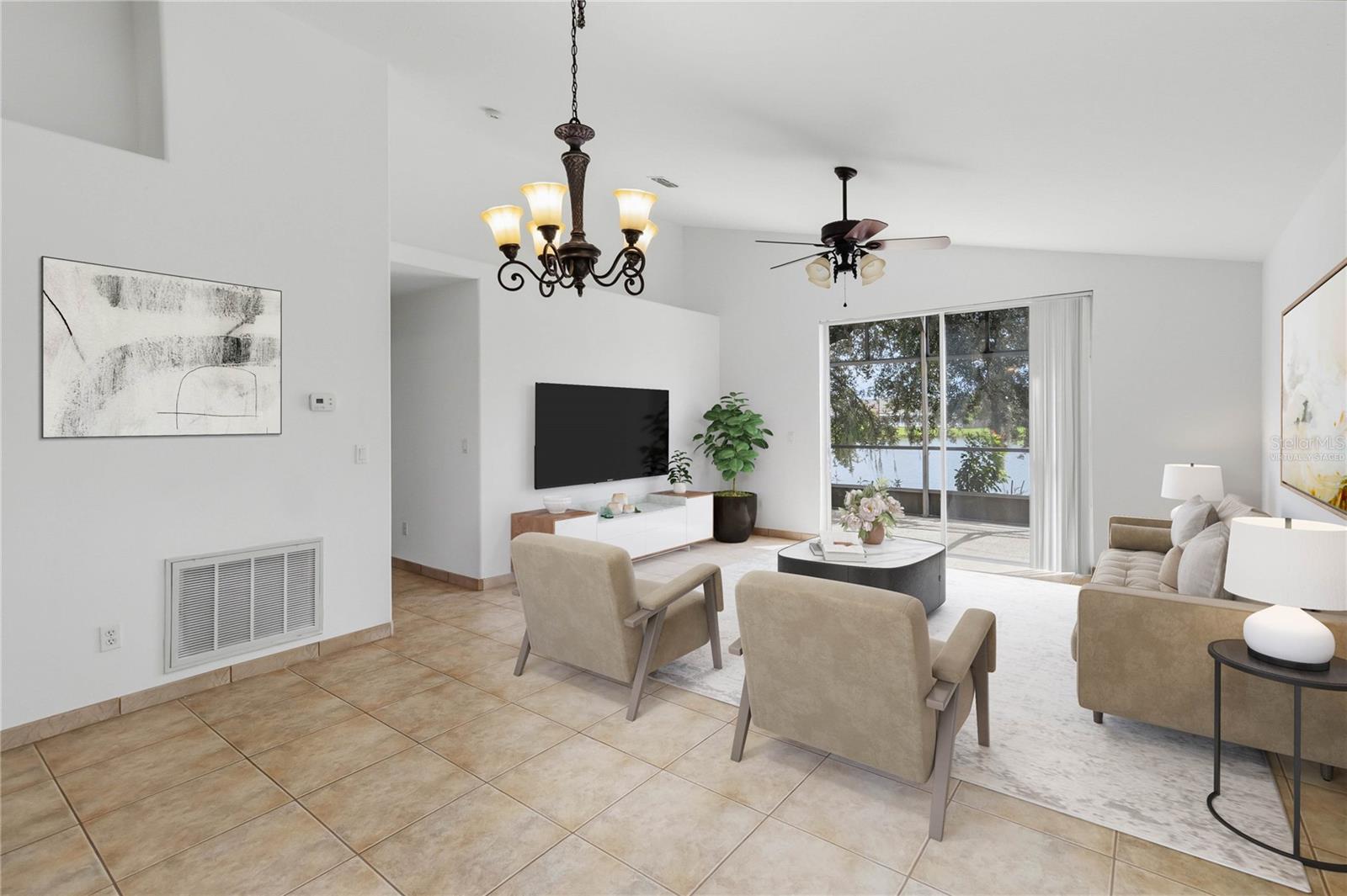“Virtually Staged family room" - 2317 LILY PAD LN, KISSIMMEE
