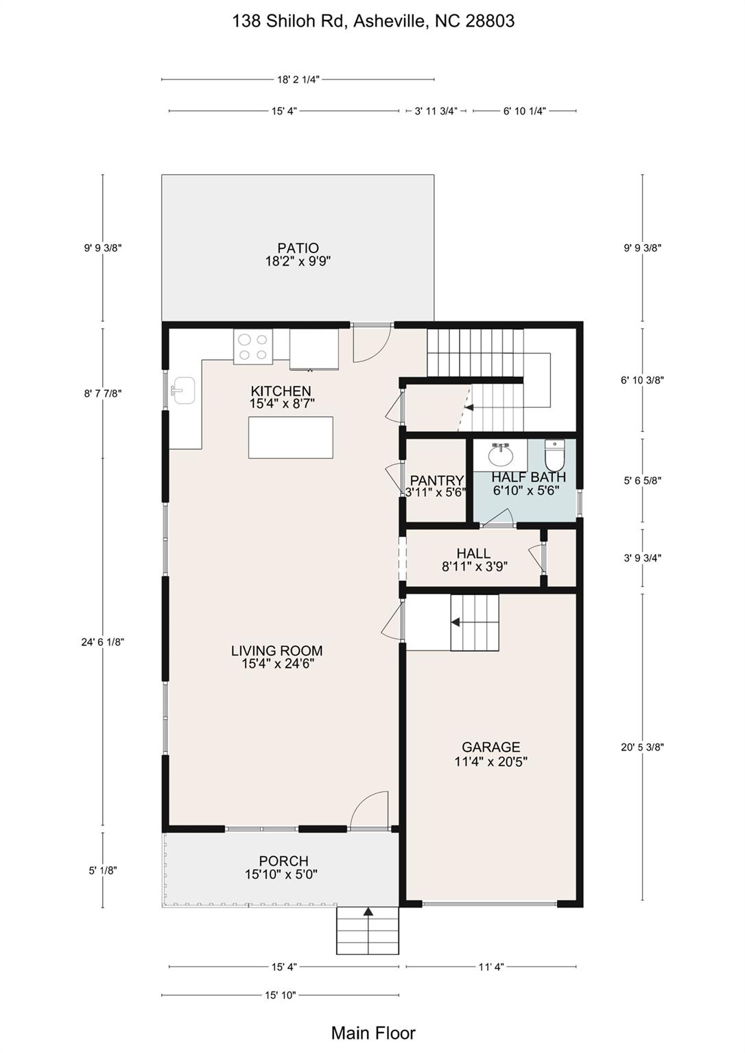 Main Level Floor Plan - 138 Shiloh Road, Asheville