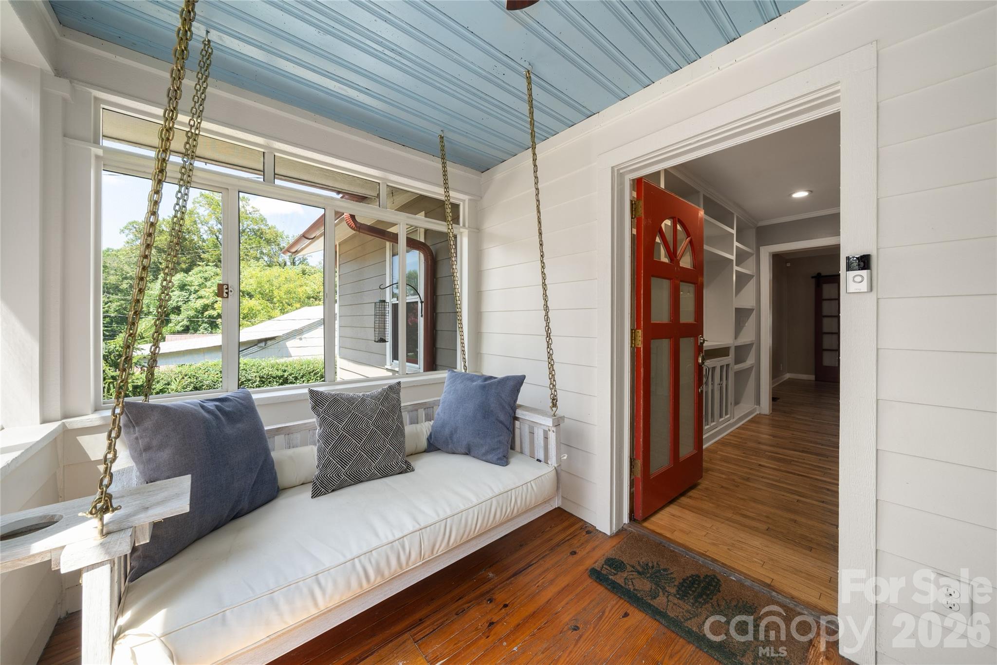 Lovely built in swing on front porch perfect spot for morning coffee - 101 Olney Road, Asheville