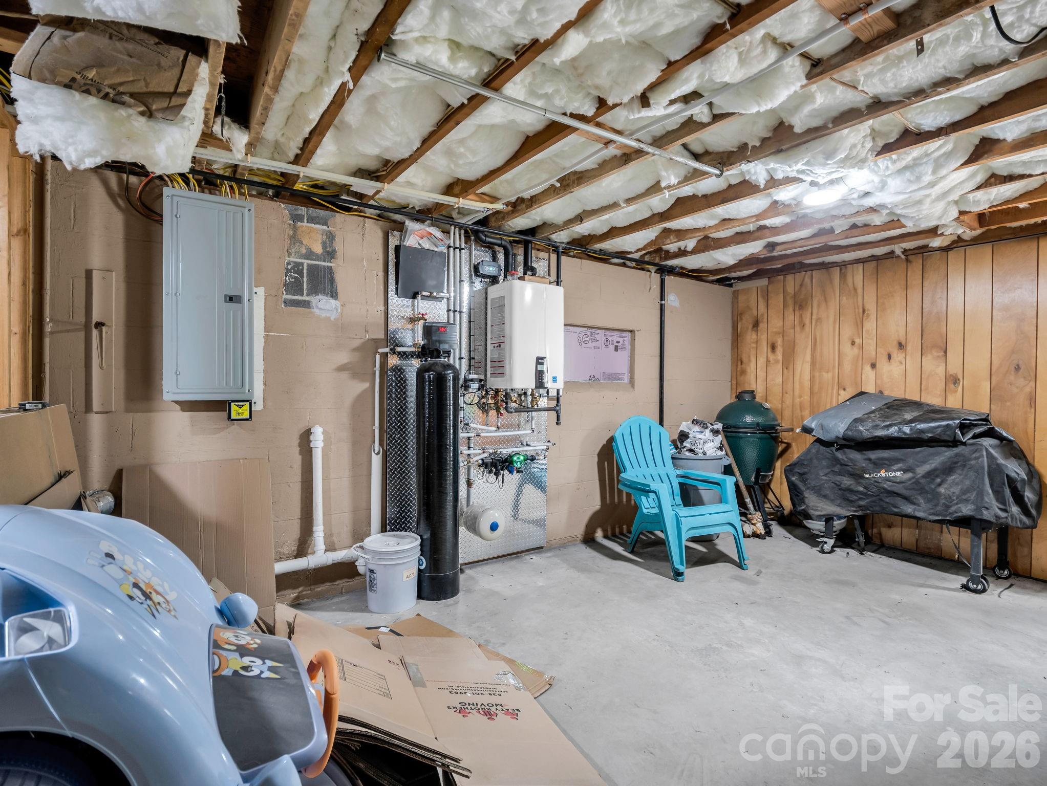 Another area in basement - gas continuous hot water heater, whole-home water filter - 3208 Florida Drive, Hendersonville