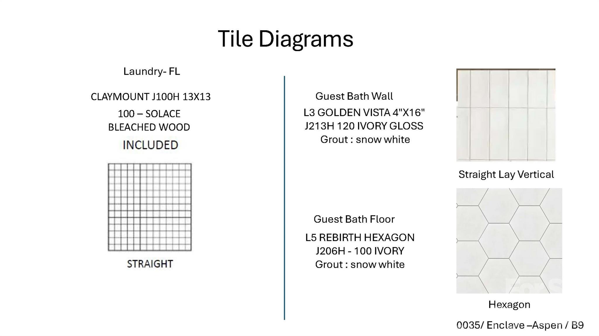 Tile selections - 2919 Audubon Ridge Drive, Belmont