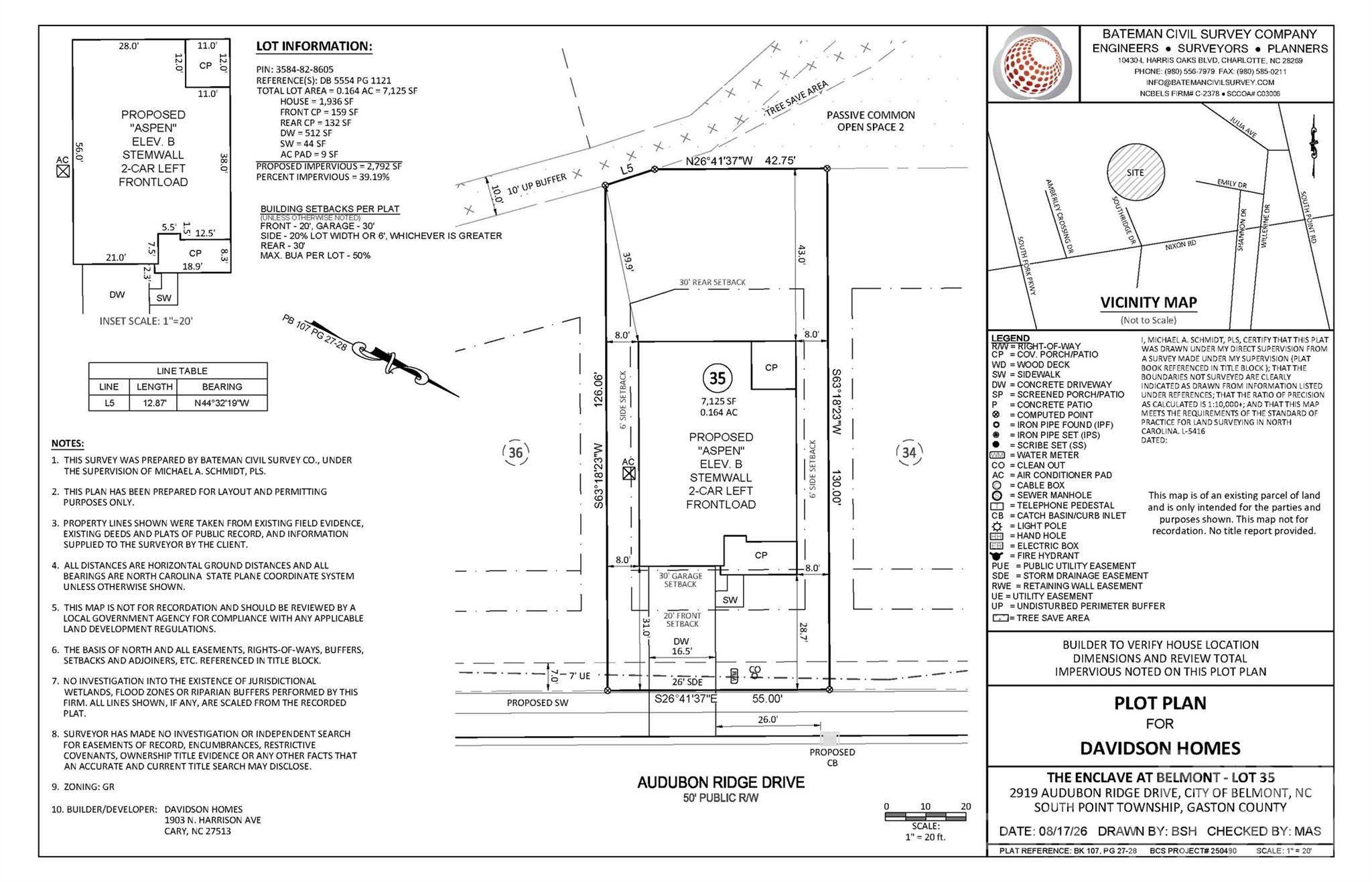 Plot Plan - 2919 Audubon Ridge Drive, Belmont