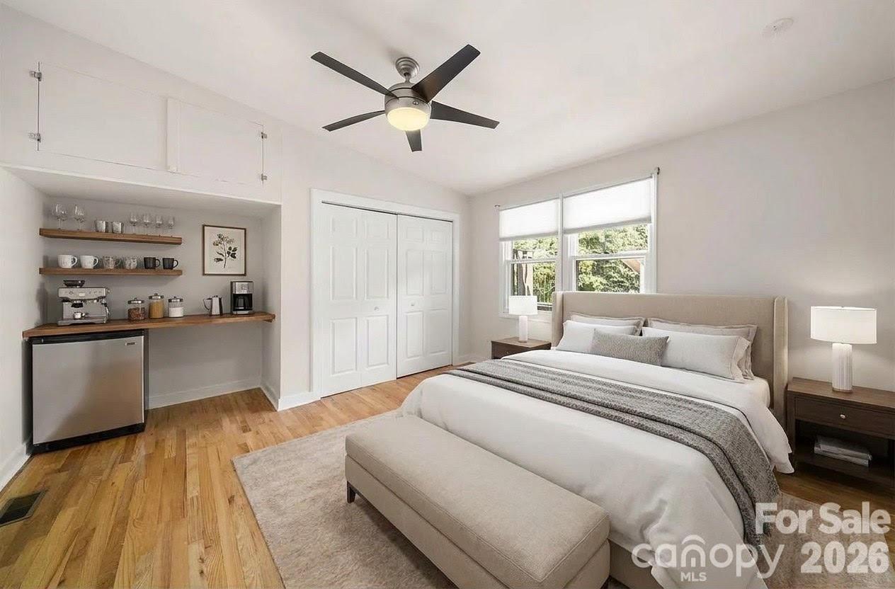 Virtually staged primary bedroom - 101 Olney Road, Asheville