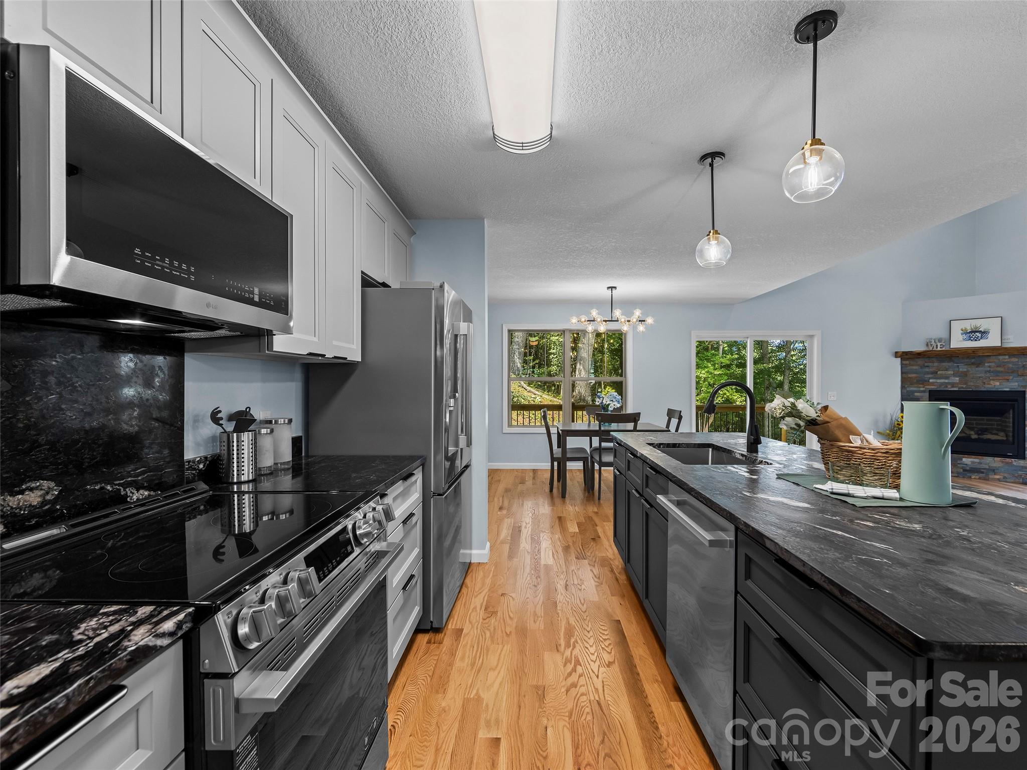 Luxury two tone granite, polished finishing around stove. - 214 Aster Ridge Drive, Waynesville