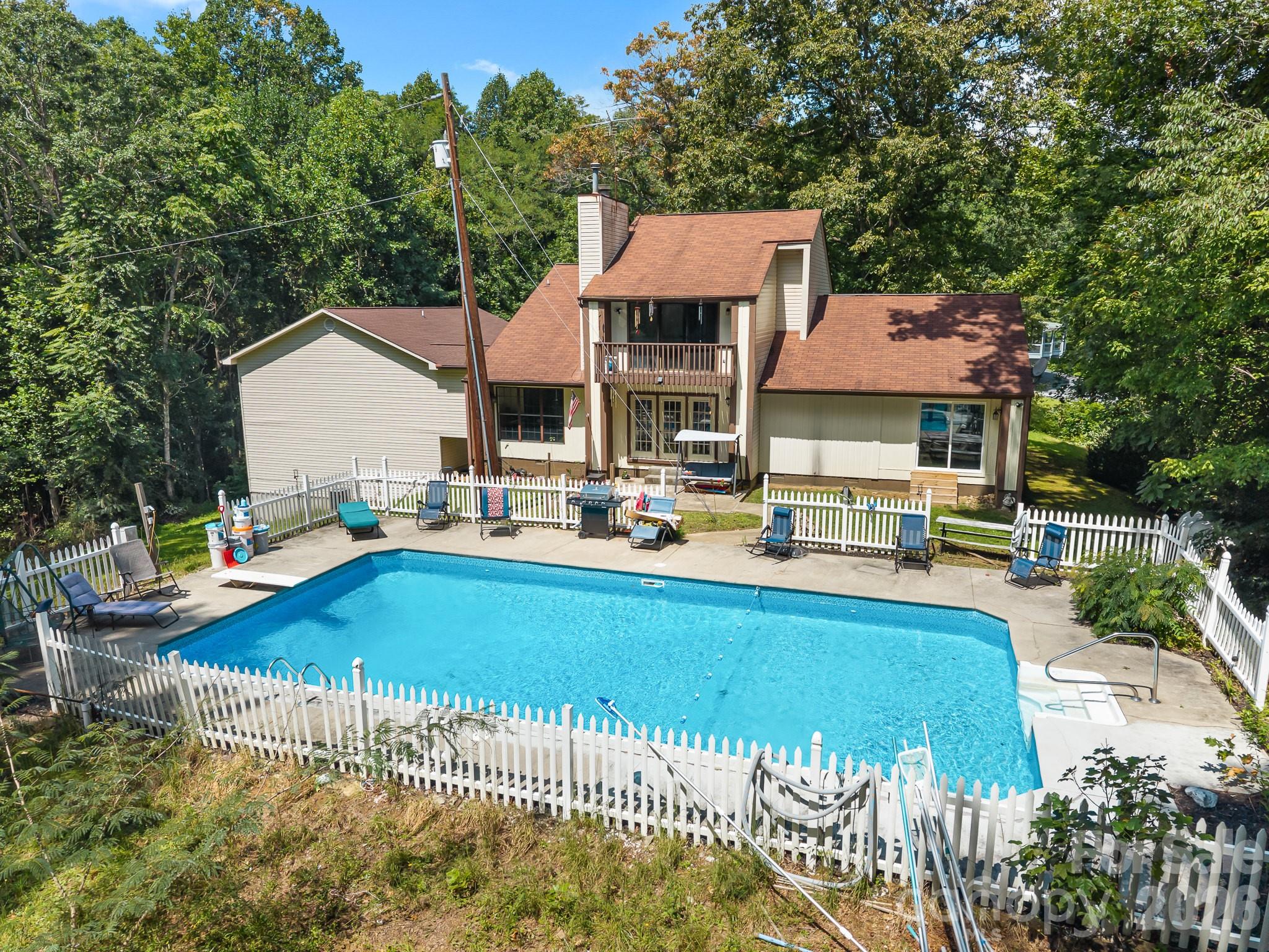 Back of Home w/ pool - 40 Country Bear Lane, Flat Rock