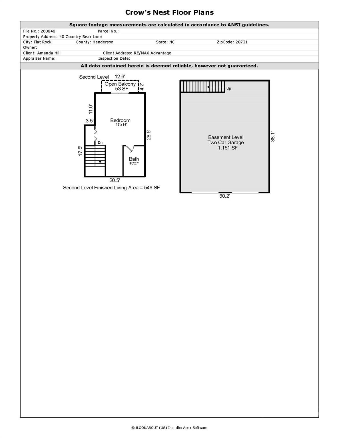 Floor plan upper level - 40 Country Bear Lane, Flat Rock