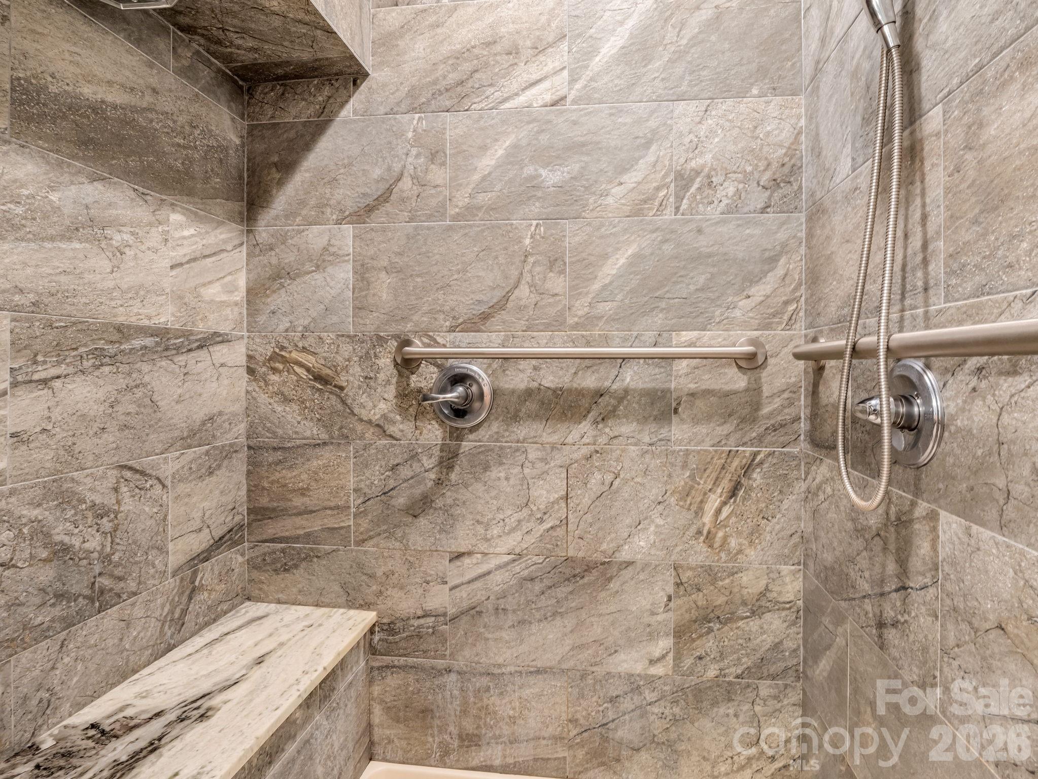 Walk-in shower in primary en suite bathroom - 119 Mountain Bluff Trail, Hendersonville