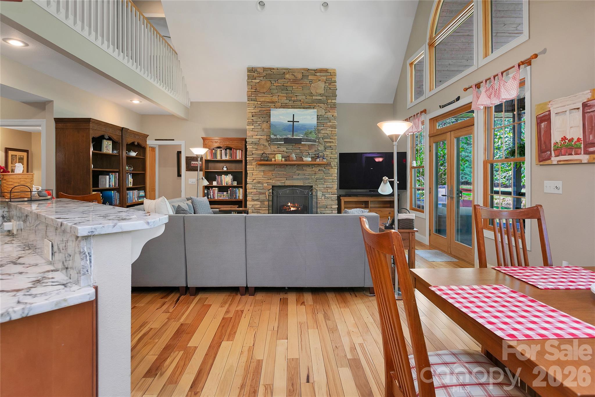 View of Great Room from Breakfast Area and Kitchen - 111 Kanunu Court, Brevard