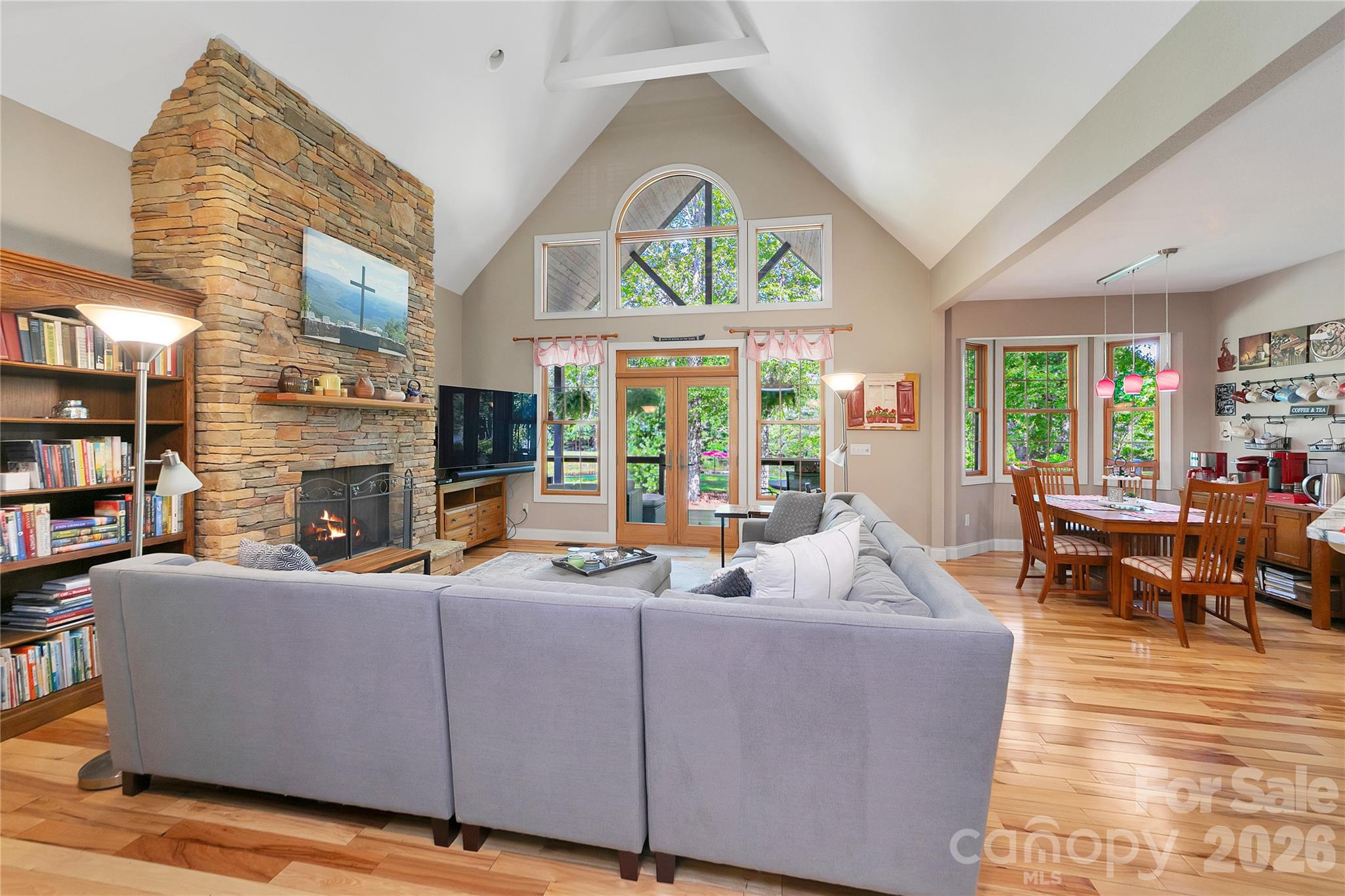 Walk out through the French Doors to access the lake. - 111 Kanunu Court, Brevard