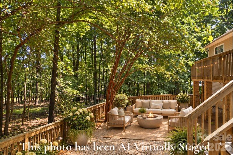Virtually staged small fenced backyard for entertaining. - 14724 Beatties Ford Road, Huntersville