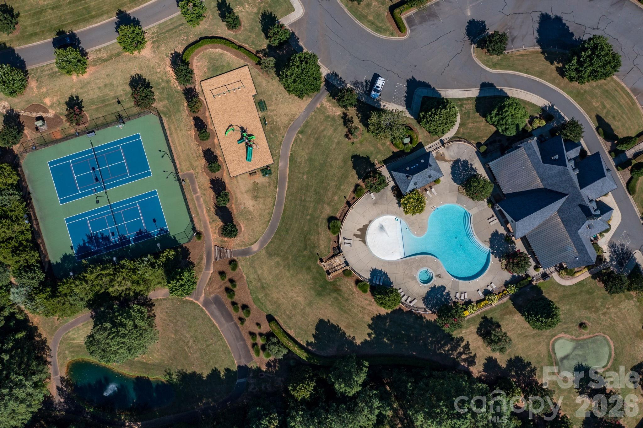 Community pool, playground, and tennis courts. - 5138 Watermead Lane, Belmont