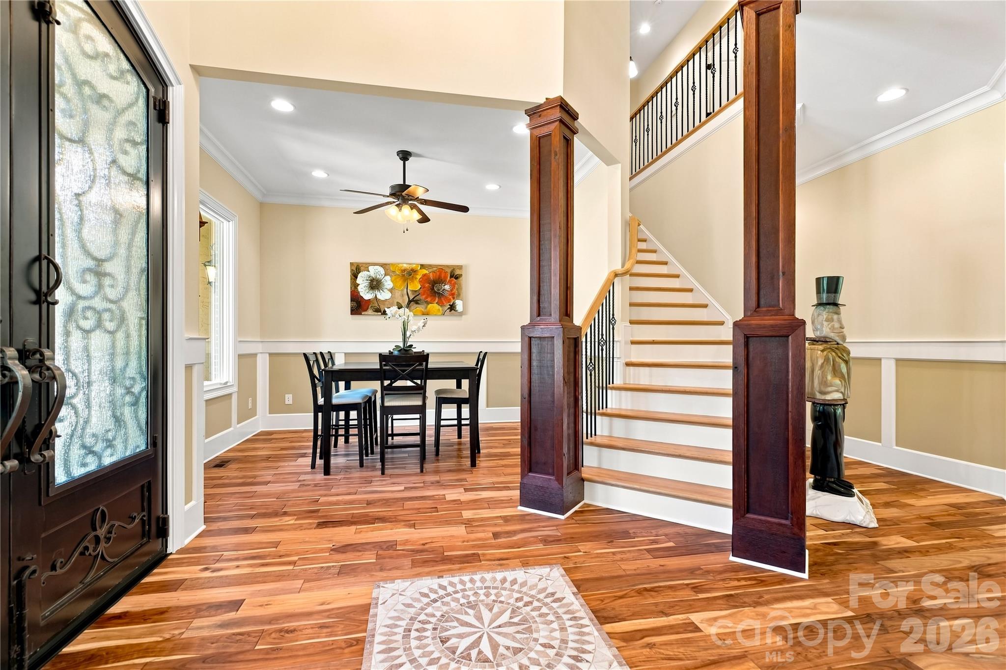 Lovely statement piece at front entry and 10' ceilings throughout main floor - 108 Washam Road, Mooresville