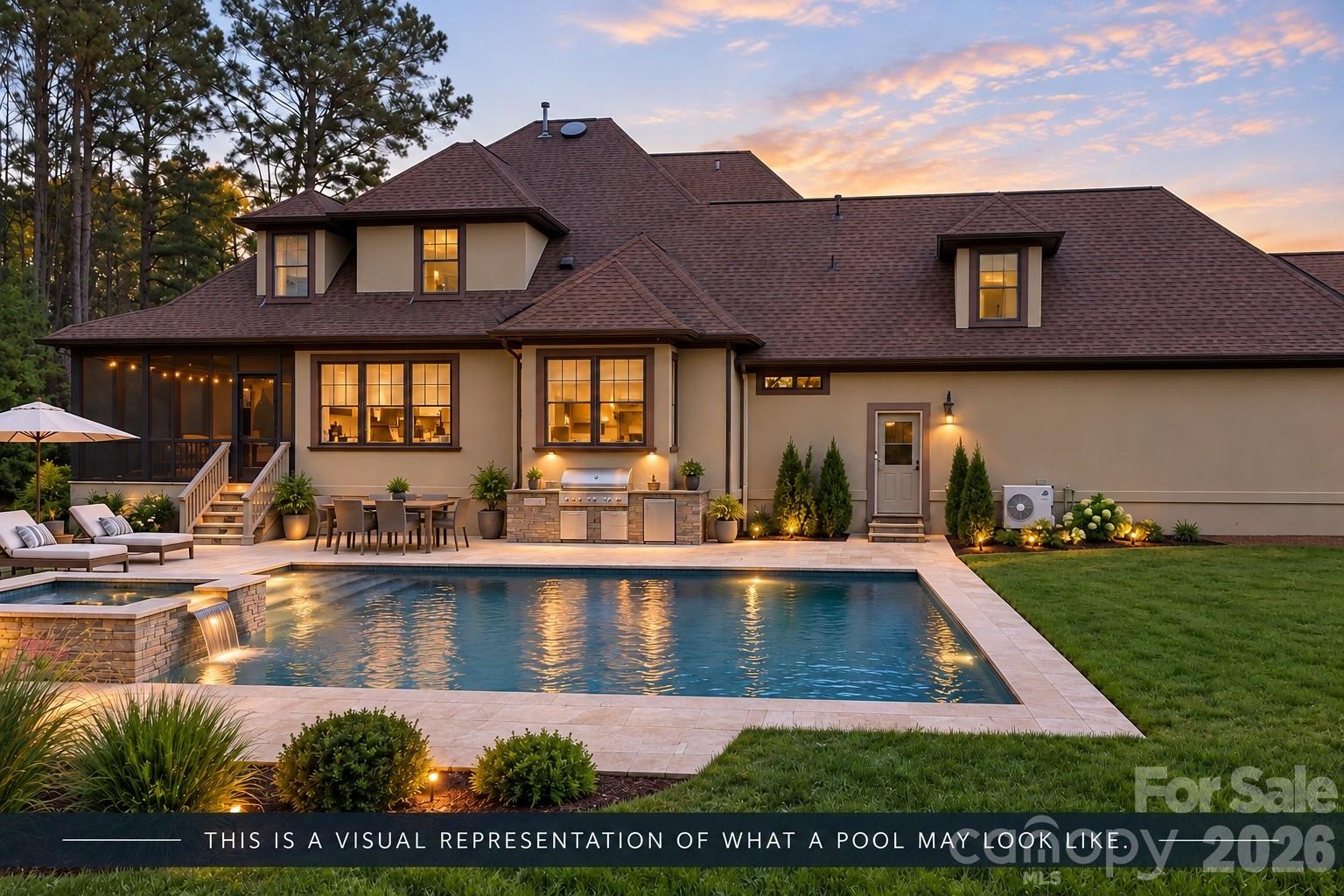 VIRTUALLY created rendering of a pool idea - plenty of room to make the backyard your own - 108 Washam Road, Mooresville