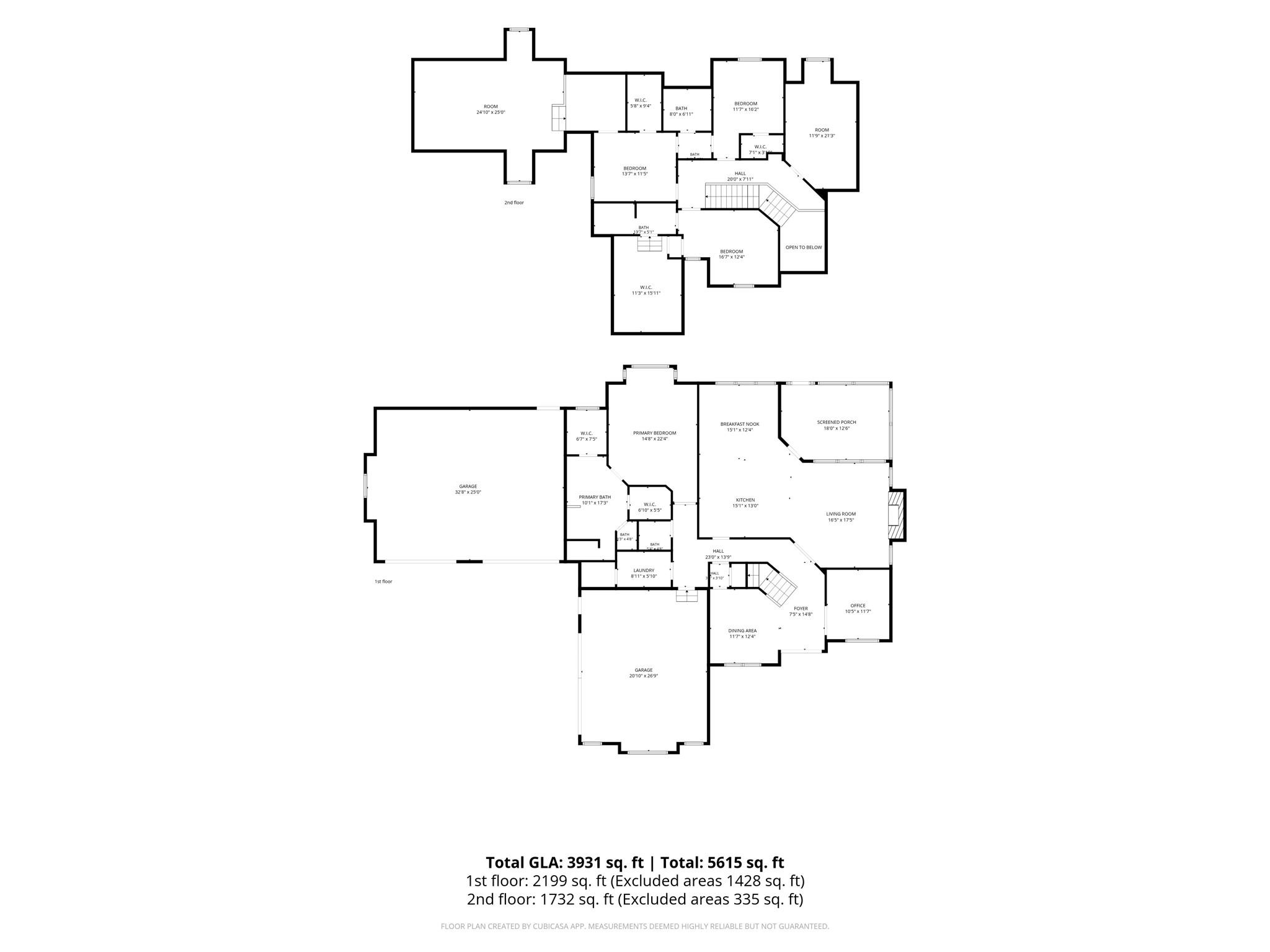 Floor plan and measurements for both floors - 108 Washam Road, Mooresville