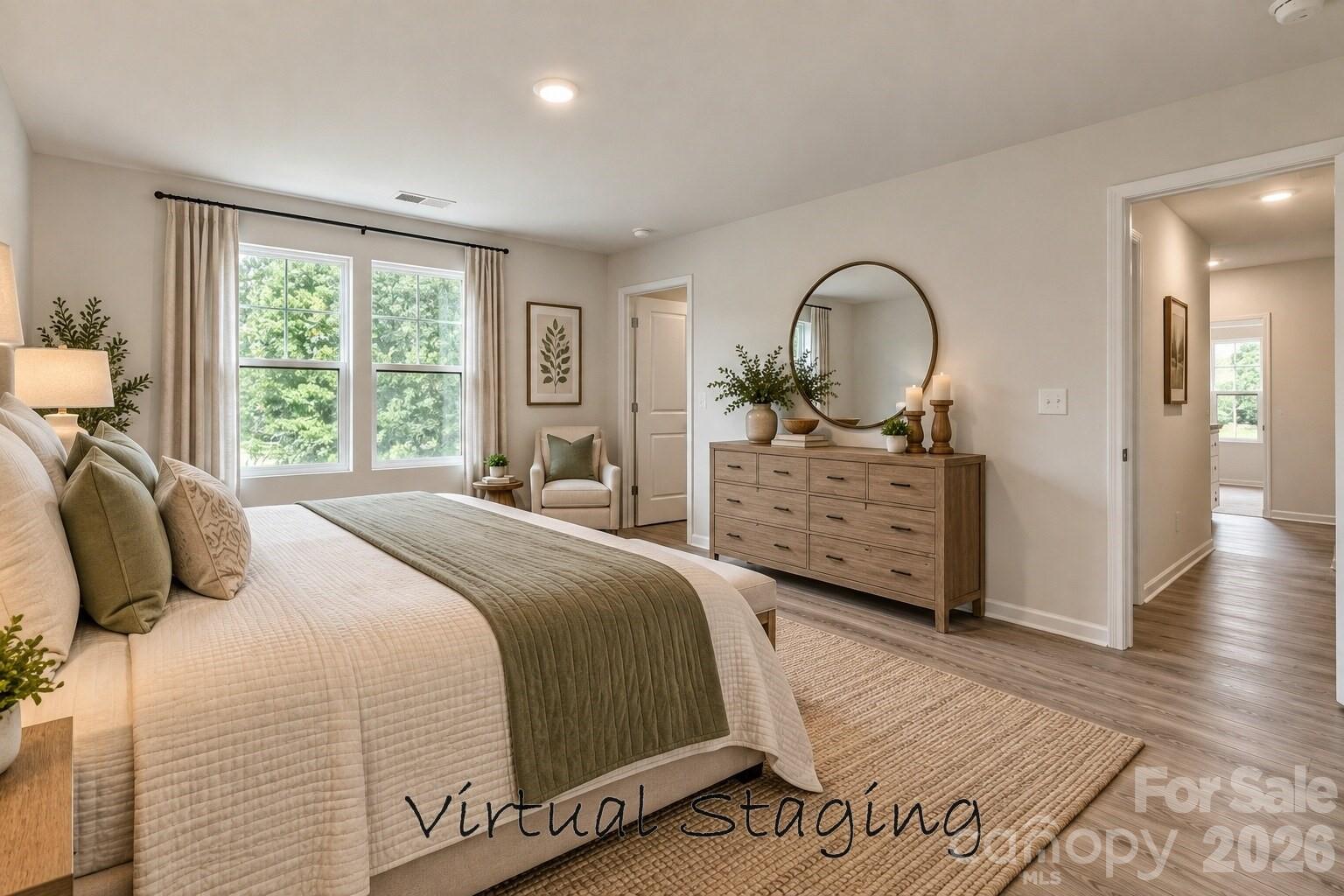 Primary Bedroom Staged - 3334 Laboratory Road, Lincolnton