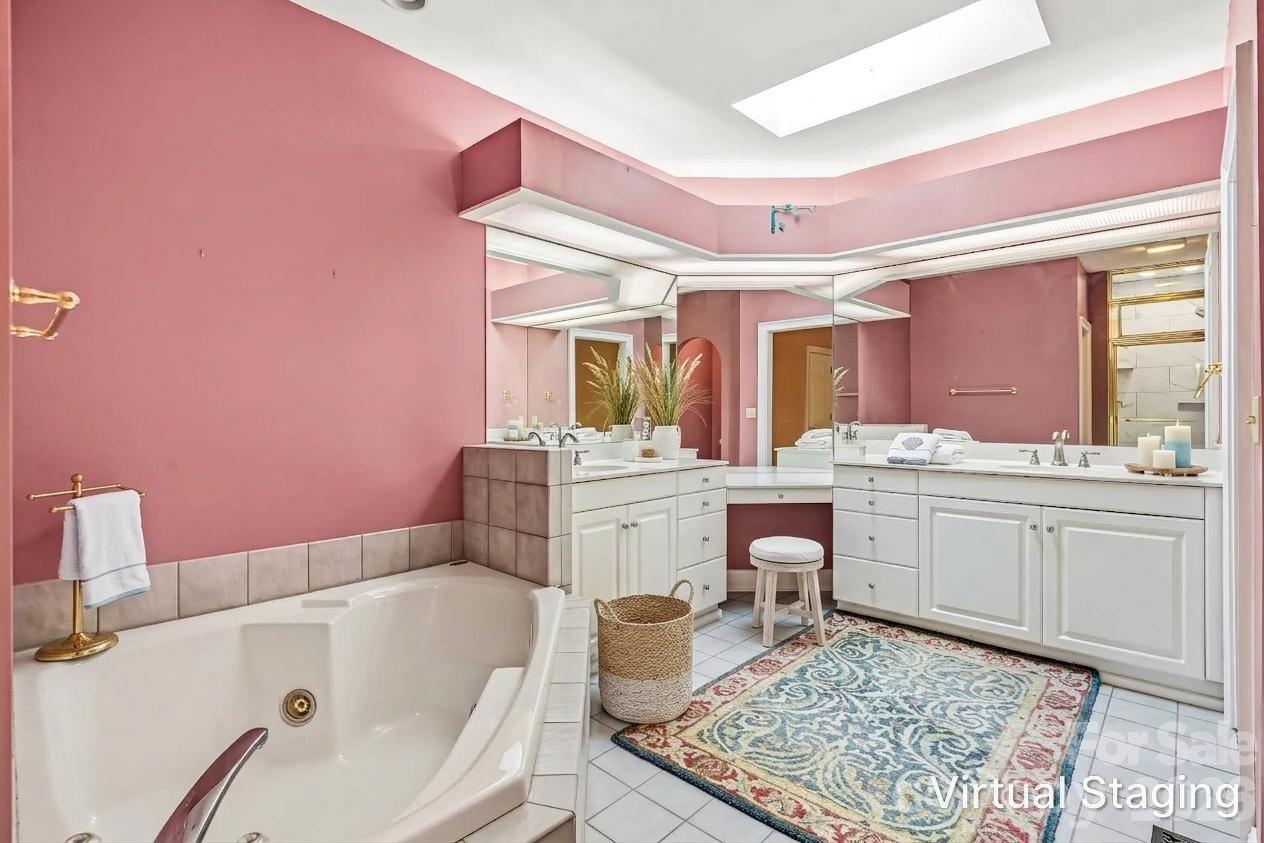 Virtually Staged Primary Bath - 200 Teaberry Lane, Hendersonville