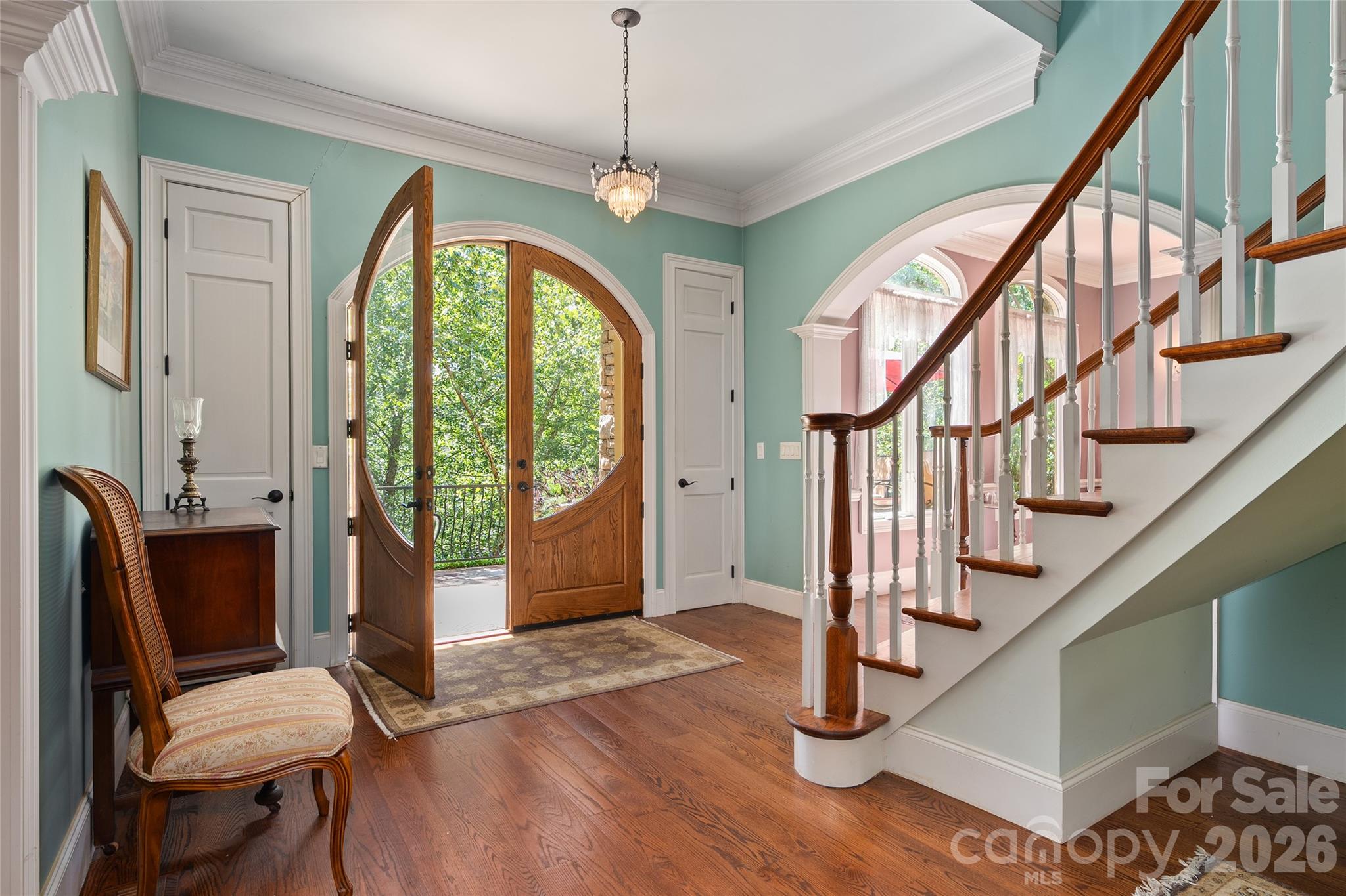 Large Foyer with Grand Floating Staircase - 598 Old Toll Road, Asheville