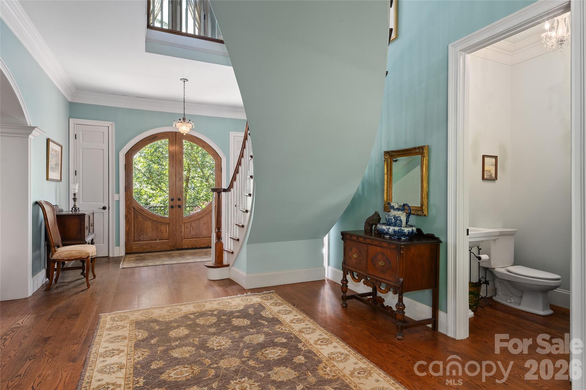 Foyer with Powder Bath - 598 Old Toll Road, Asheville