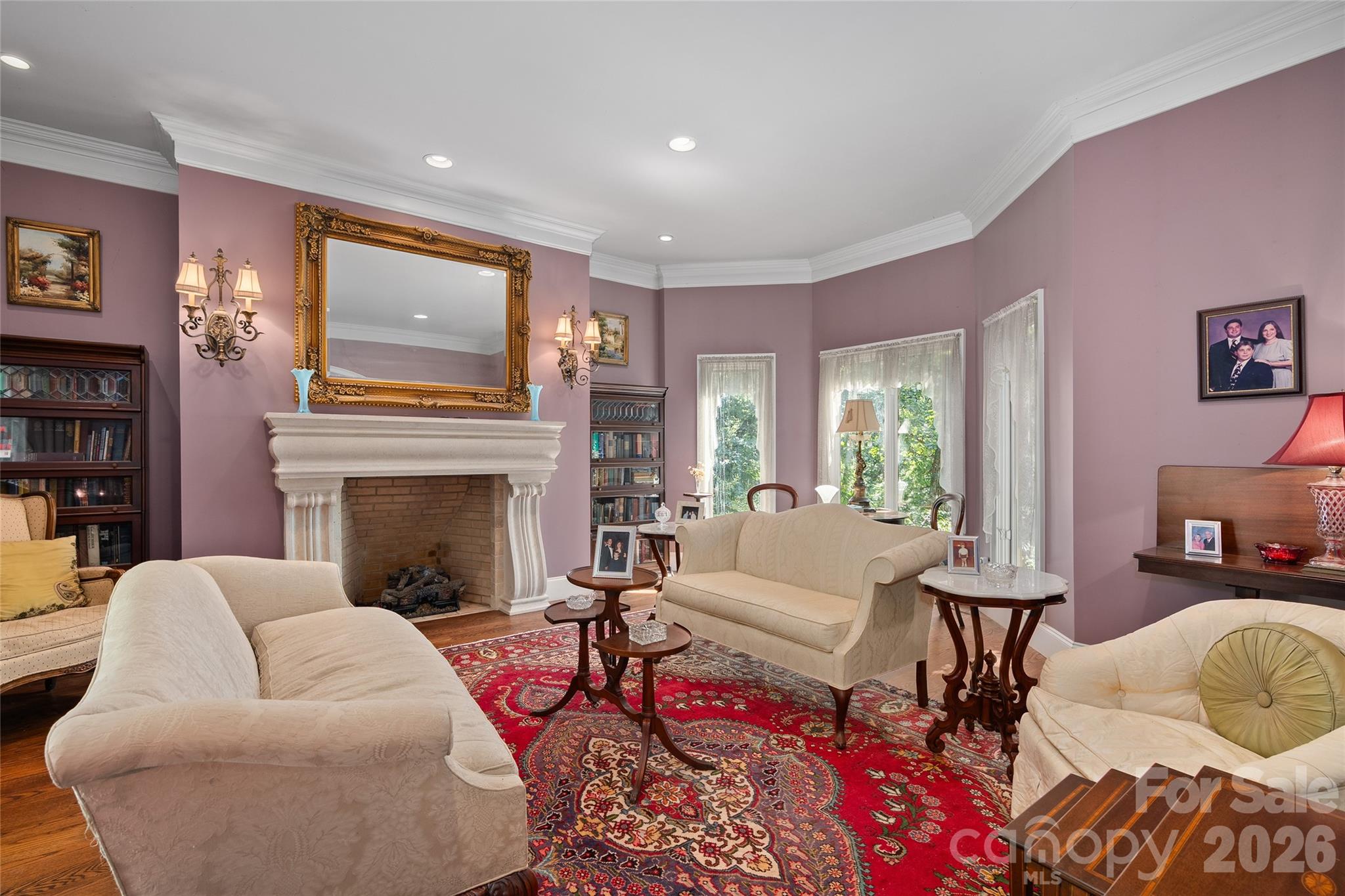 Living Room with Gas Fireplace - 598 Old Toll Road, Asheville