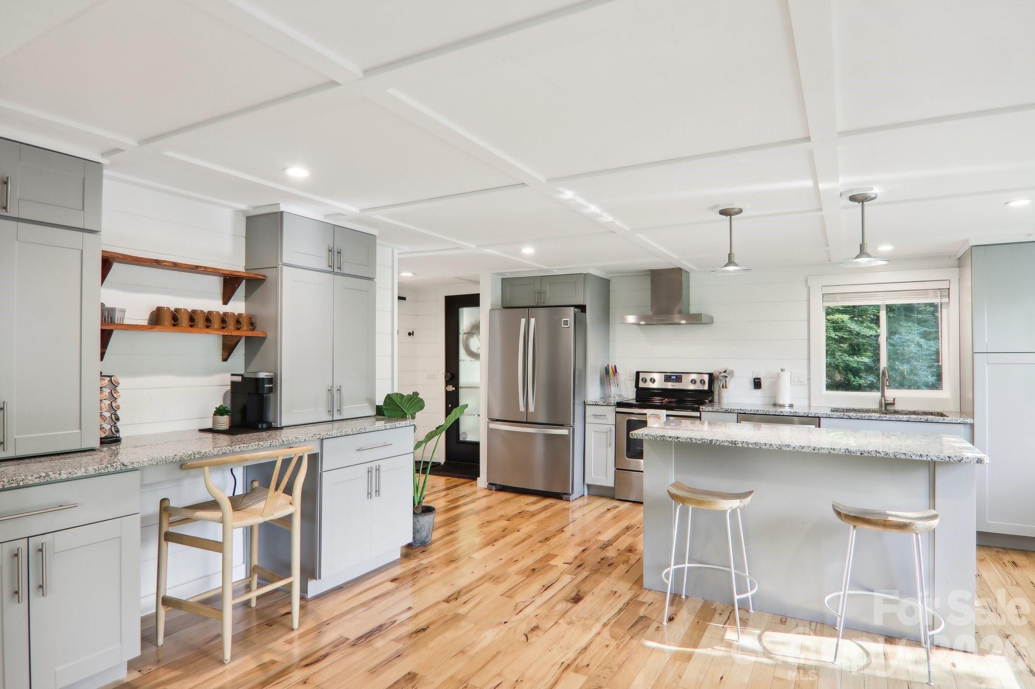 Kitchen and workspace, coffee bar and extra storage - 315 Bear Cove Road, Bryson City