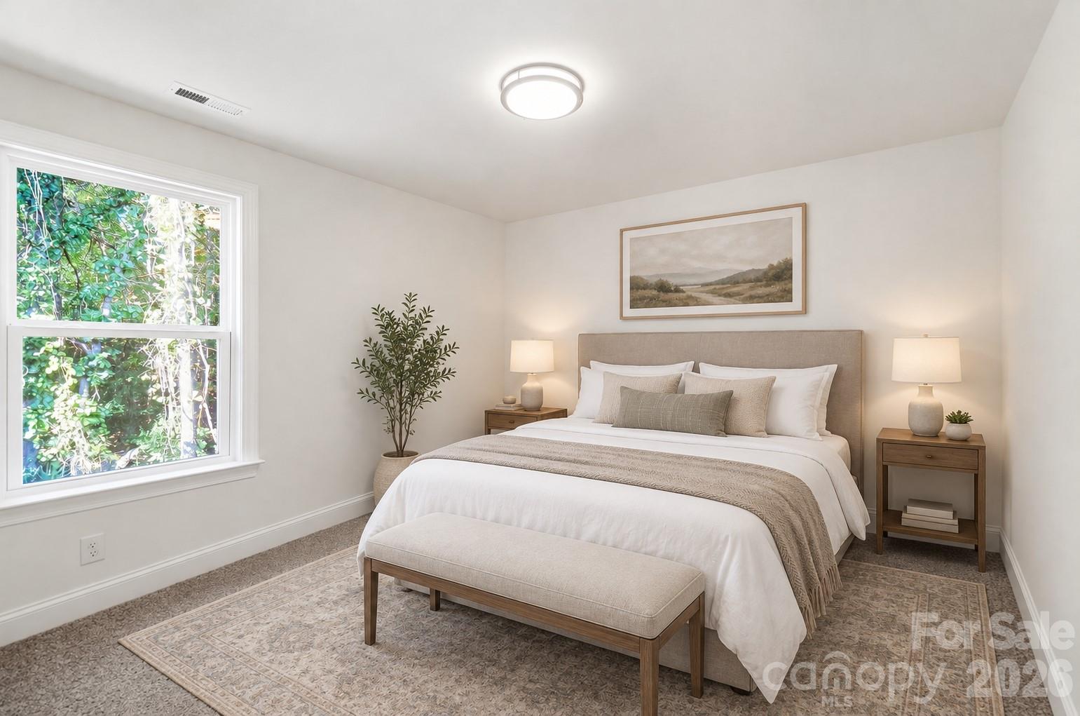 Virtually Staged View of Primary Bedroom - 1074 Mountain Crest Drive, Kings Mountain