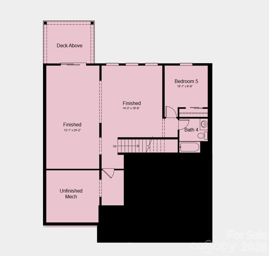 Finished Basement Floor Plan - Additional Highlights Include: additional windows added to study and primary bedroom, fireplace in great room, and shower in bathroom 2 and bathroom 3 - 207 Holsworthy Drive, Mooresville