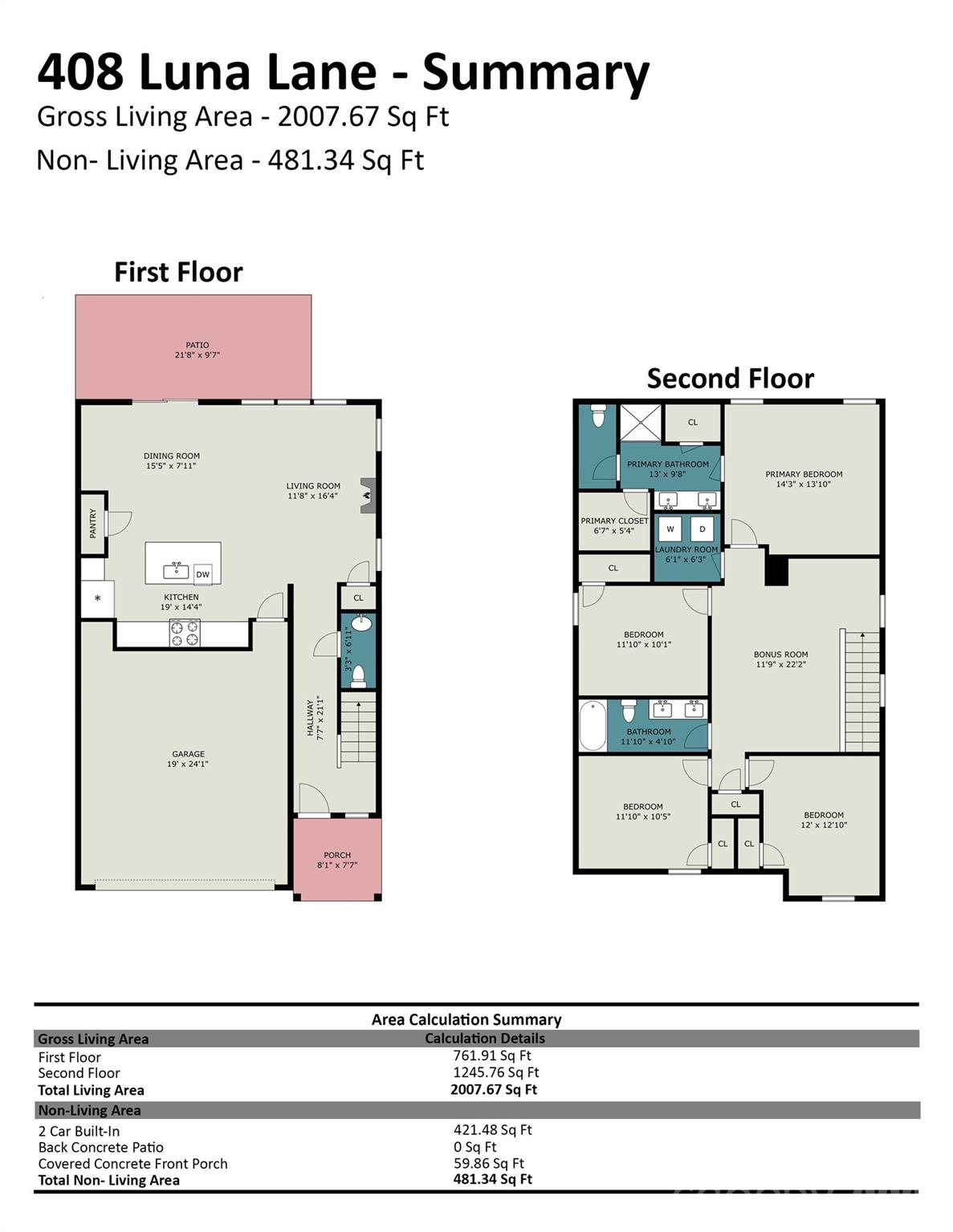 Interior measurement - 408 Luna Lane, Shelby