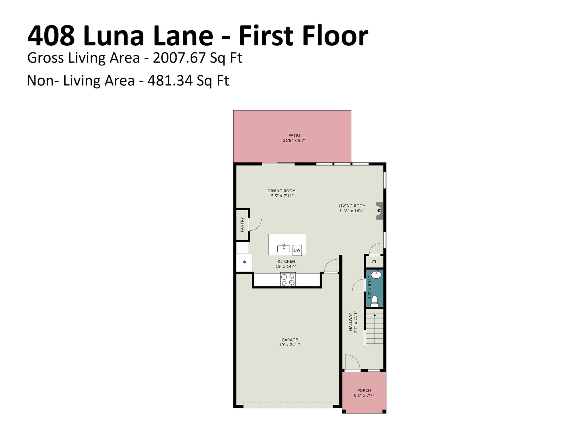 Floor plan - Main floor - 408 Luna Lane, Shelby