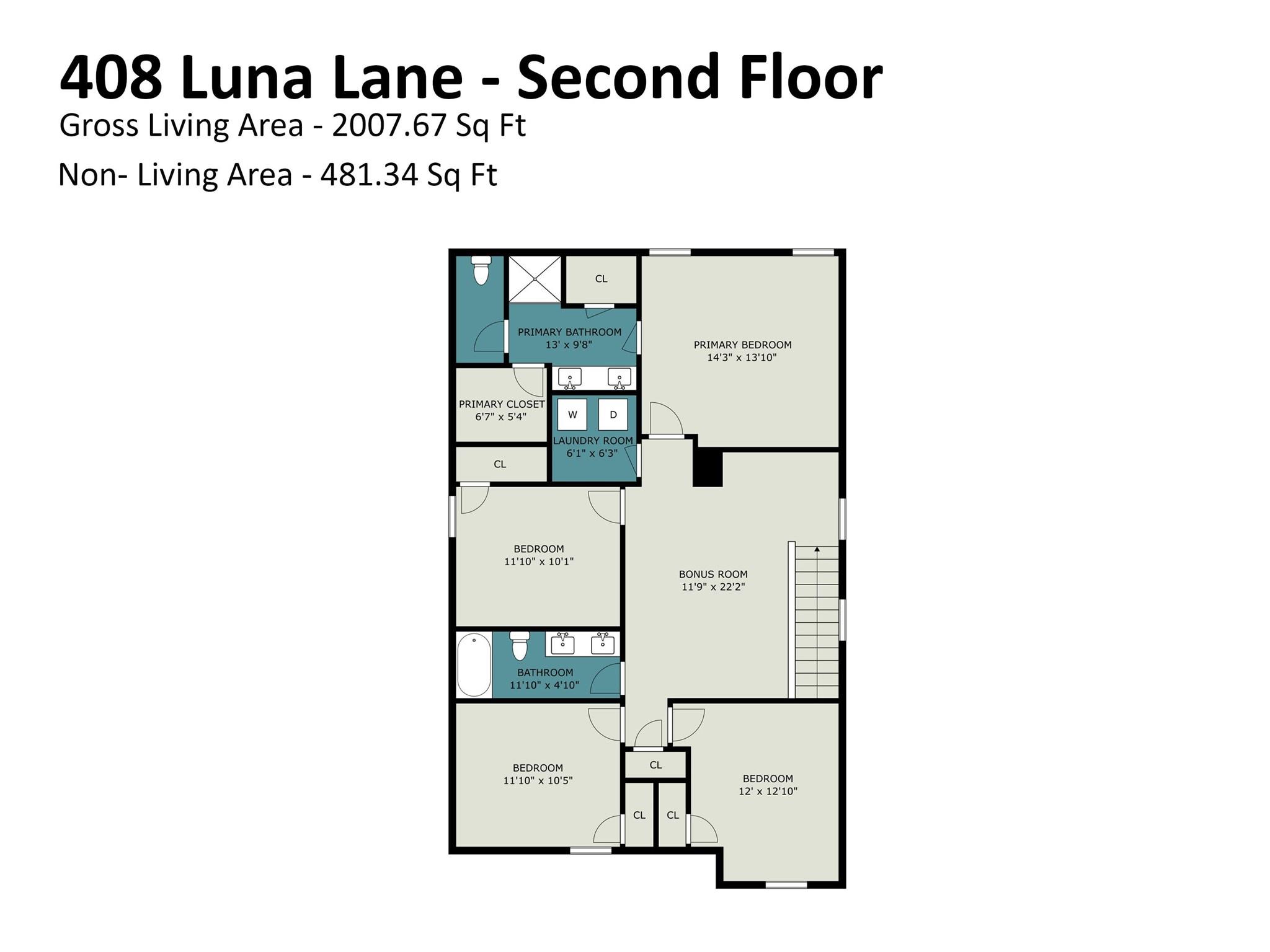 Floor plan - Second floor - 408 Luna Lane, Shelby