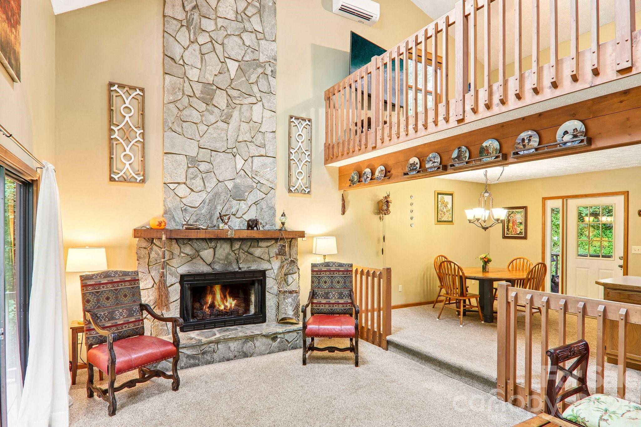 stone fireplace and loft - 36 Nicholas Lane, Maggie Valley