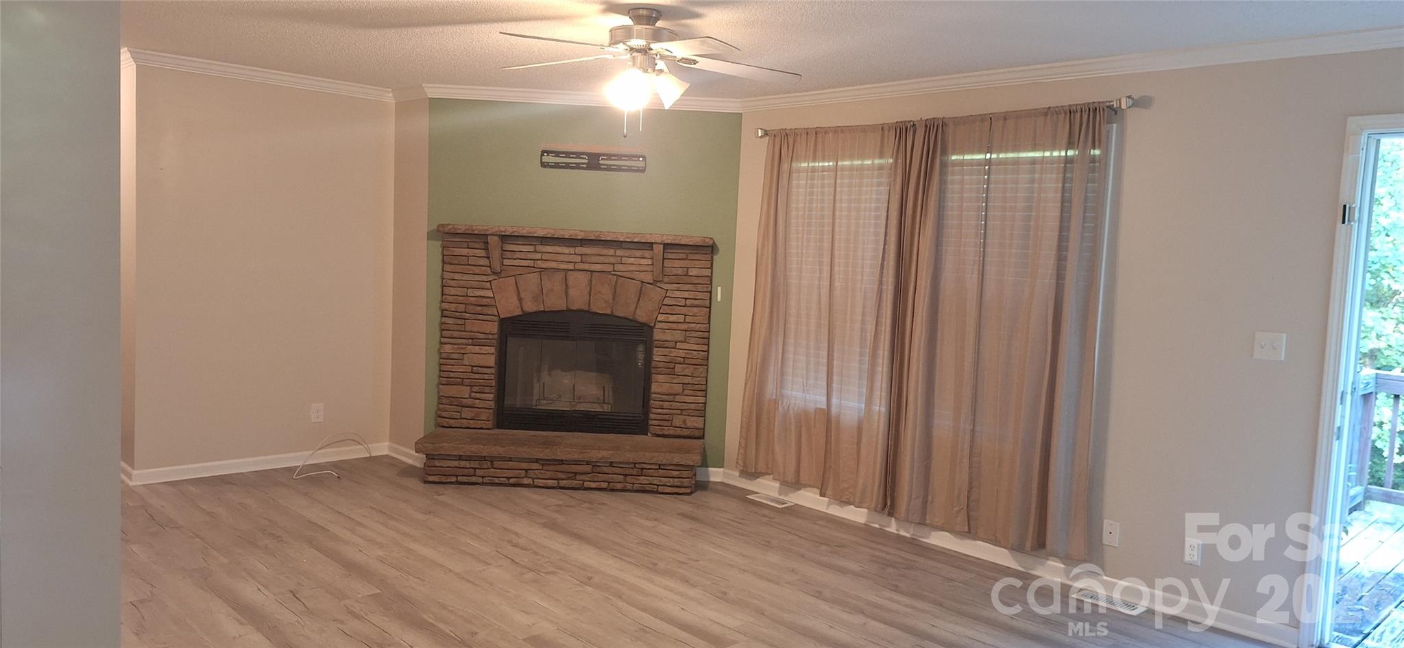 Living room with fireplace - 120 Otto Road, Cherryville