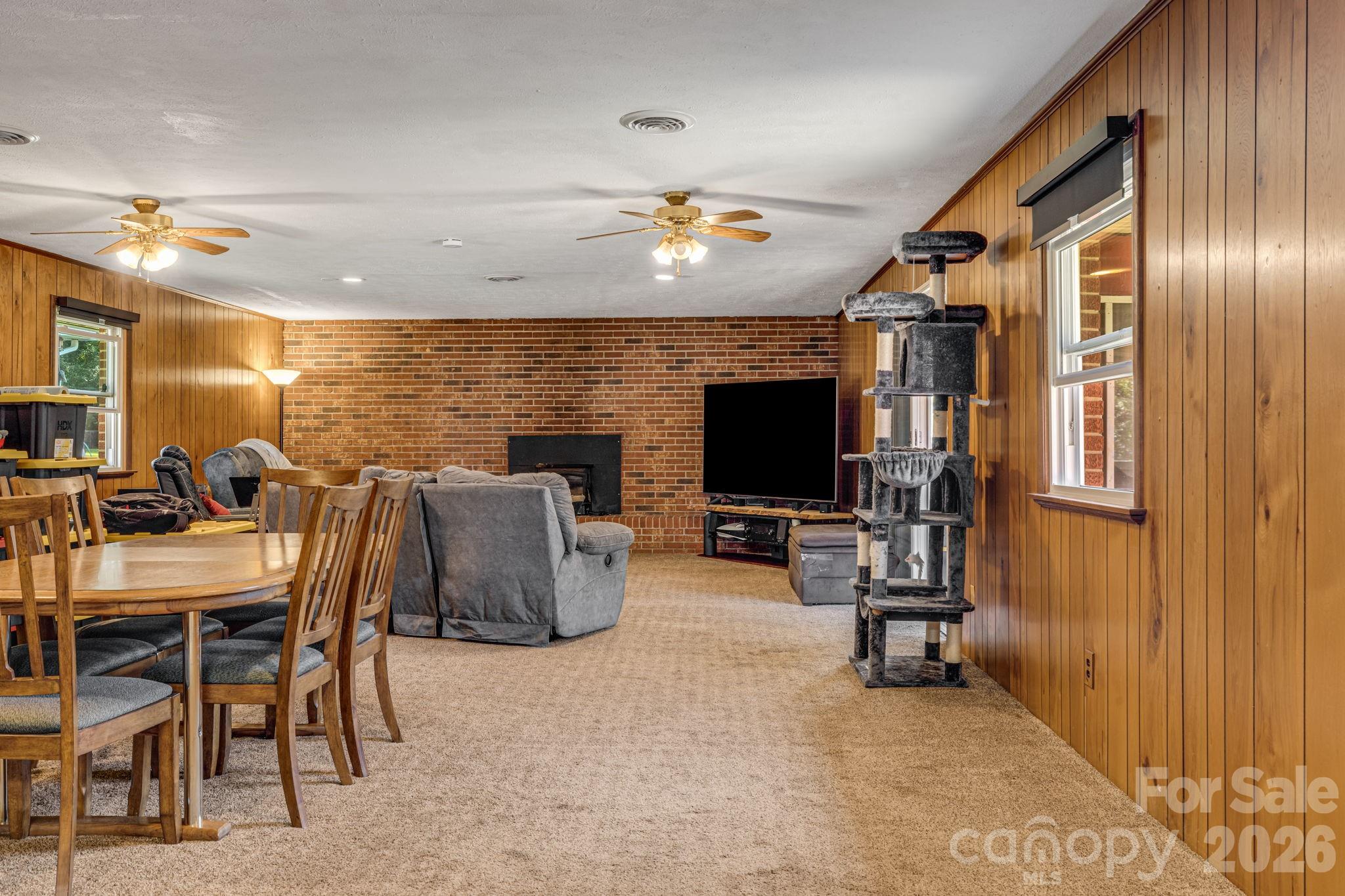 Wood Panel Family Room - 376 School Road E, Asheville