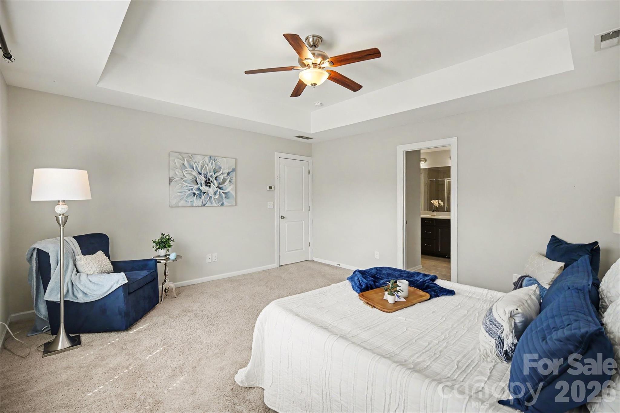 Primary suite with tray ceiling and lots of natural light - 824 Ayrshire Avenue, Fort Mill