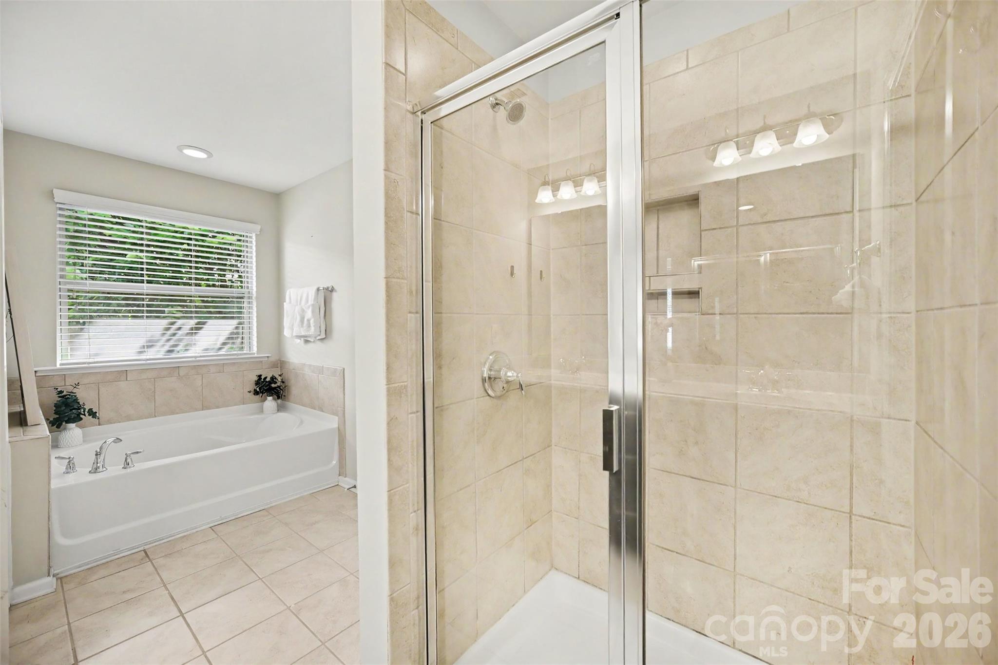 Primary bathroom with garden tub and walk-in shower - 824 Ayrshire Avenue, Fort Mill