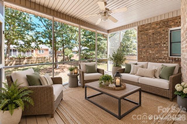 Virtual staging of screen porch - 1137 Millwright Lane, Matthews