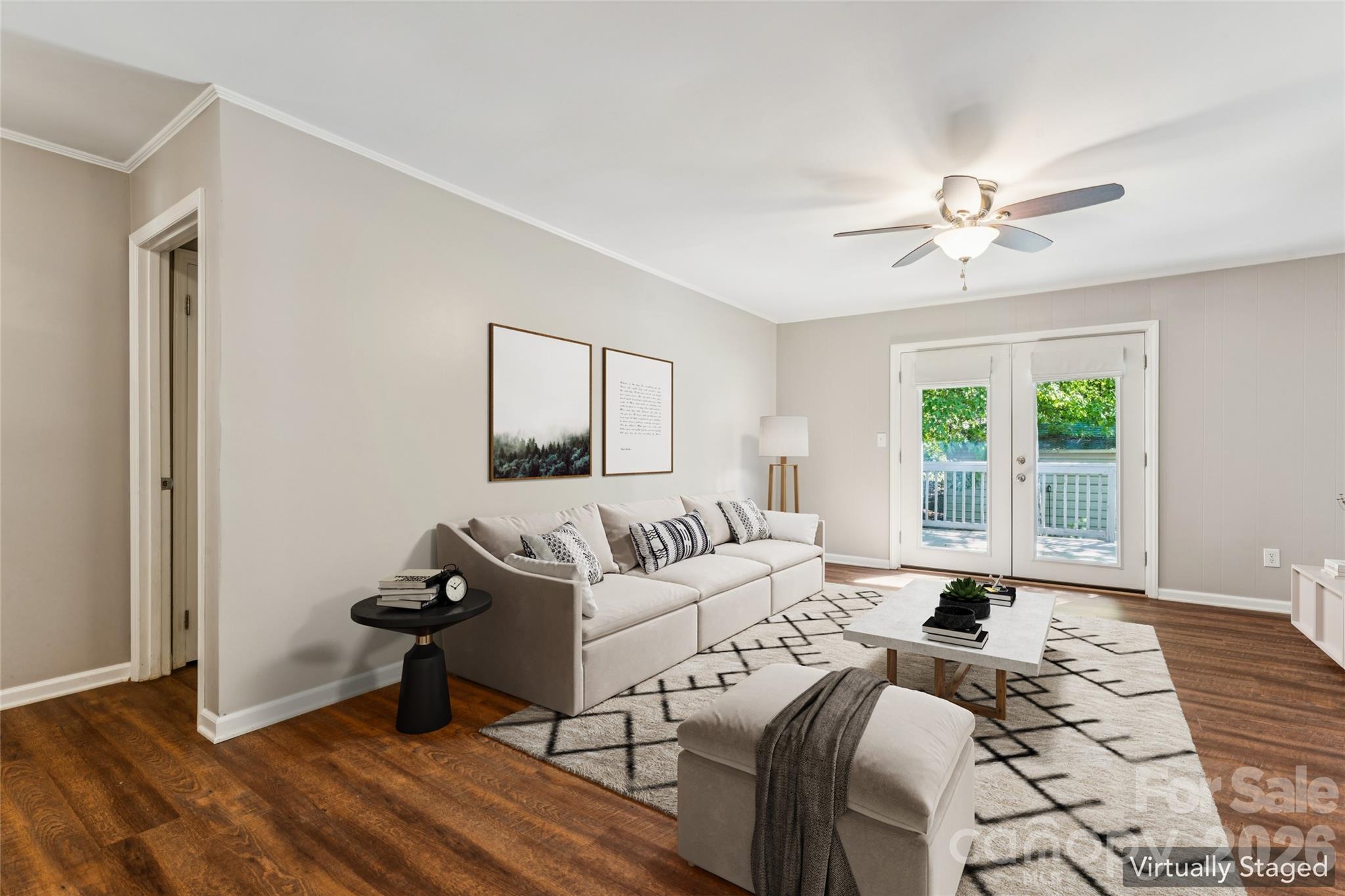 Virtually staged living room - 611 Woodland Drive, Rockwell
