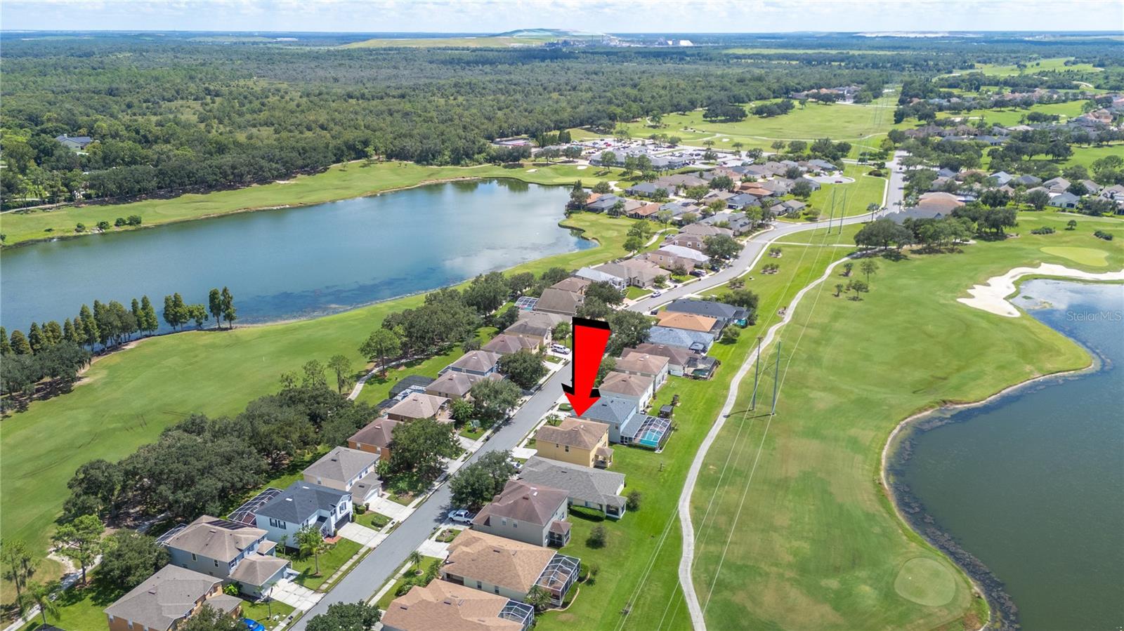 Aerial view of the home and it relationship in the community. - 6937 LAKE EAGLEBROOKE DR, LAKELAND