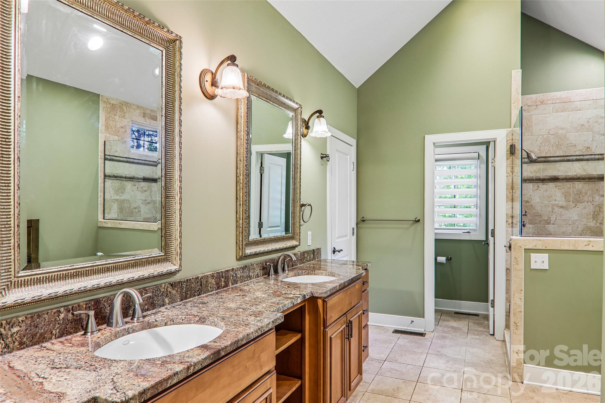 Primary bathroom with dual sinks and private water closet - 361 Mills River Way, Horse Shoe