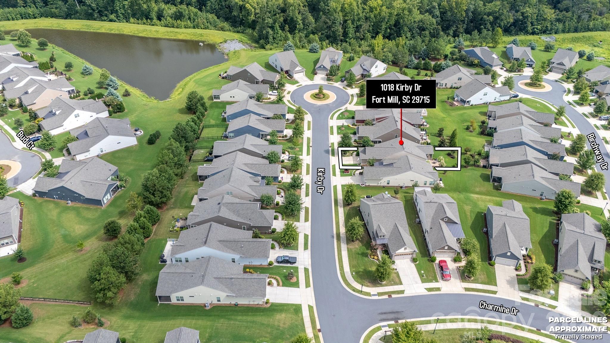Aerial view of cul-de-sac - 1018 Kirby Drive, Fort Mill