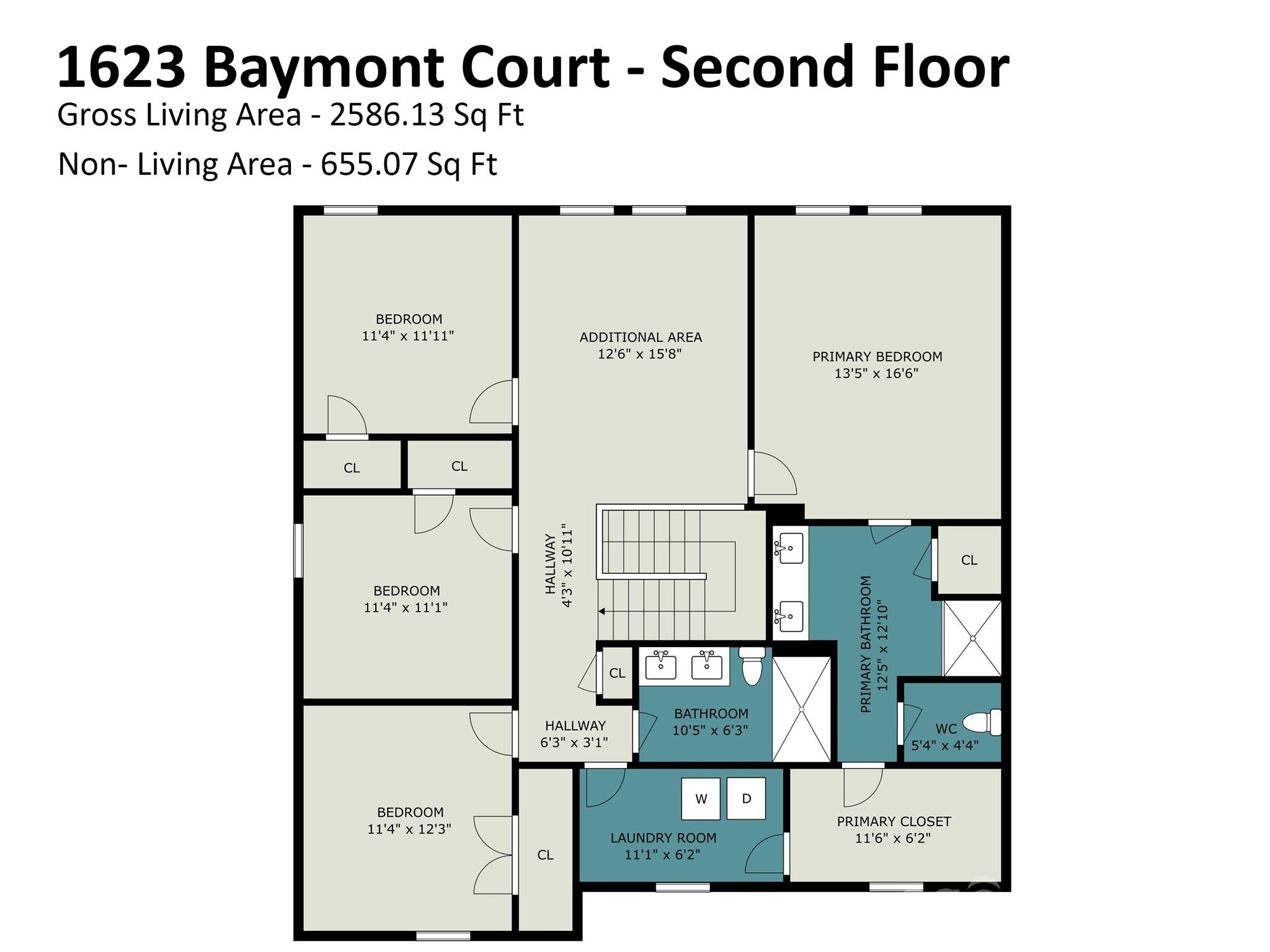 Upper Floor layout - 1623 Baymont Court, Stanley