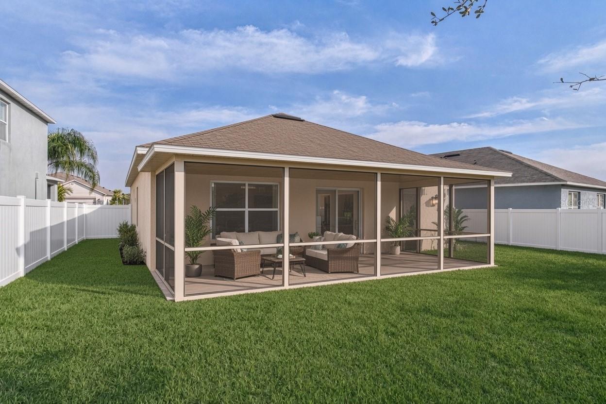 virtual staged rear screen room fenced - 2952 GIBRALTAR BLVD, NEW SMYRNA BEACH