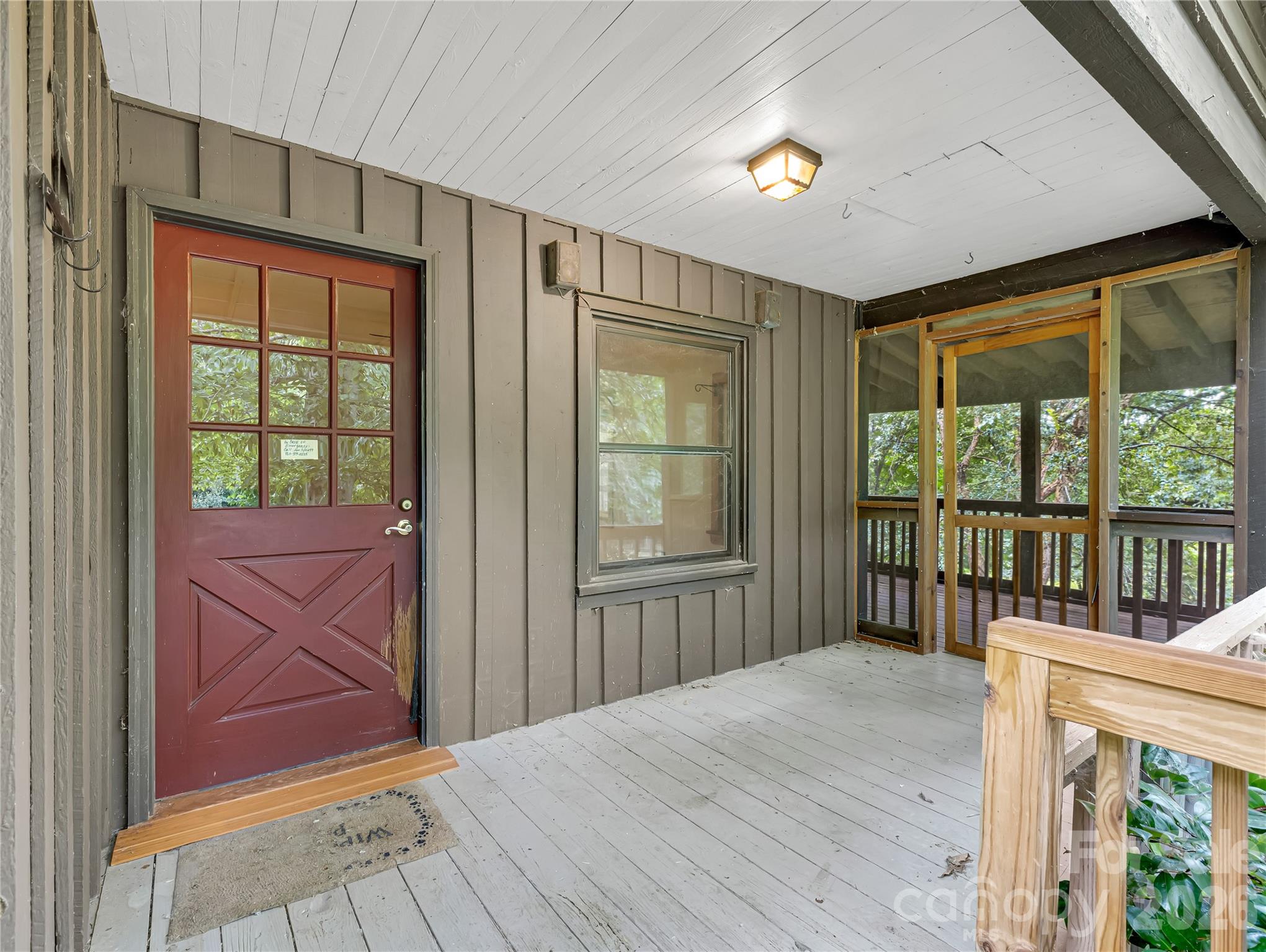 Open entry porch leads to front door and a large screened porch to the right. - 989 Fox Mountain Road, Columbus