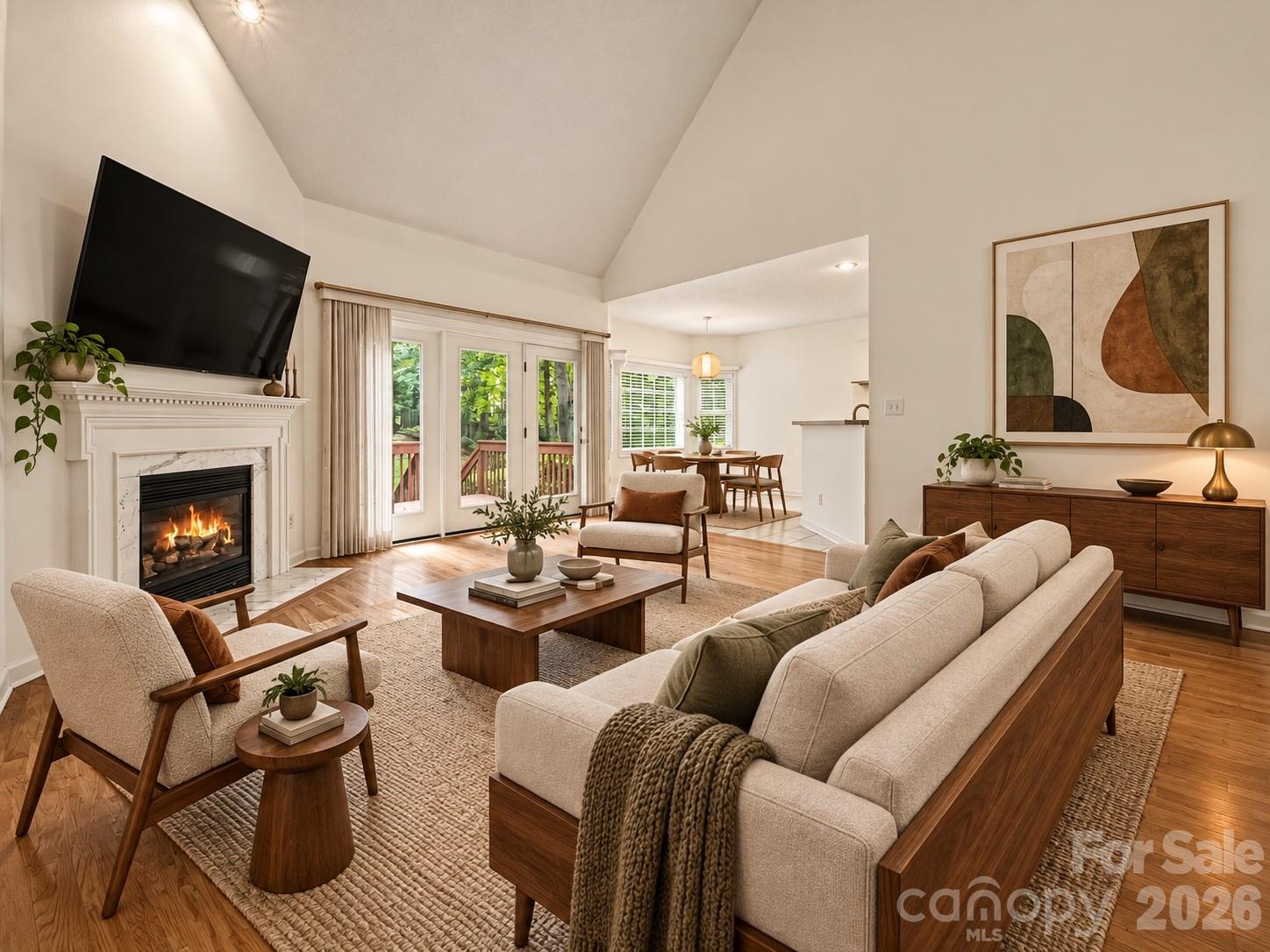 Staged Great Room with Fireplace - 1928 Twin Ponds Drive, Hickory