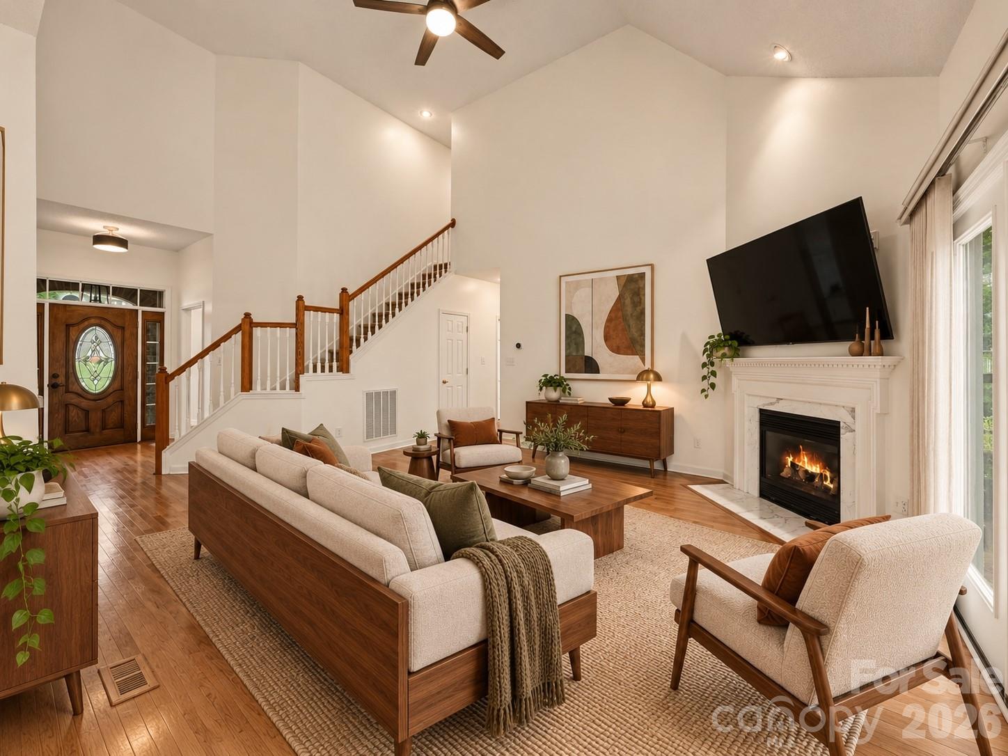 Staged Great Room with Vaulted Ceiling - 1928 Twin Ponds Drive, Hickory