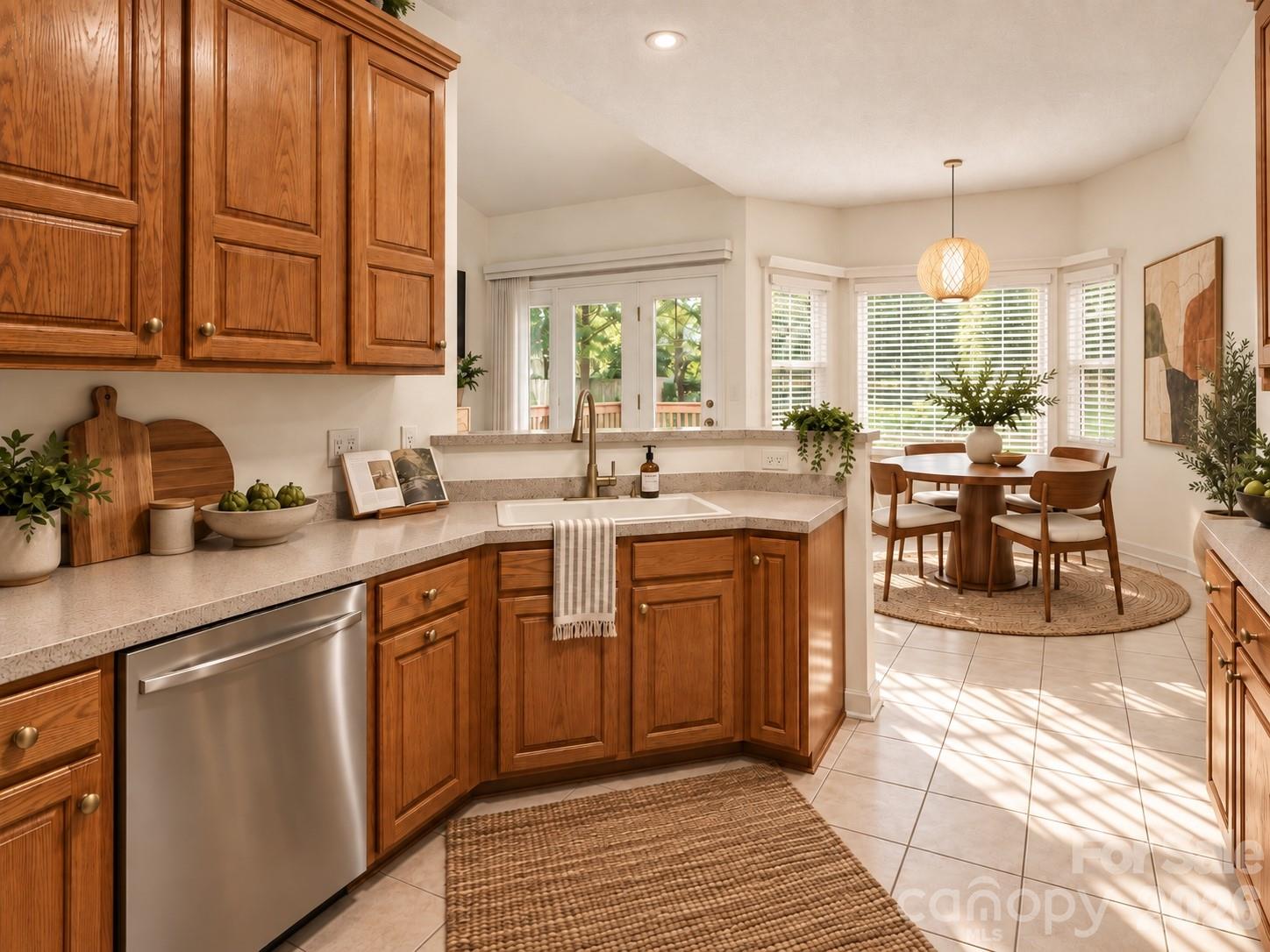 Staged Kitchen and Breakfast Area - 1928 Twin Ponds Drive, Hickory