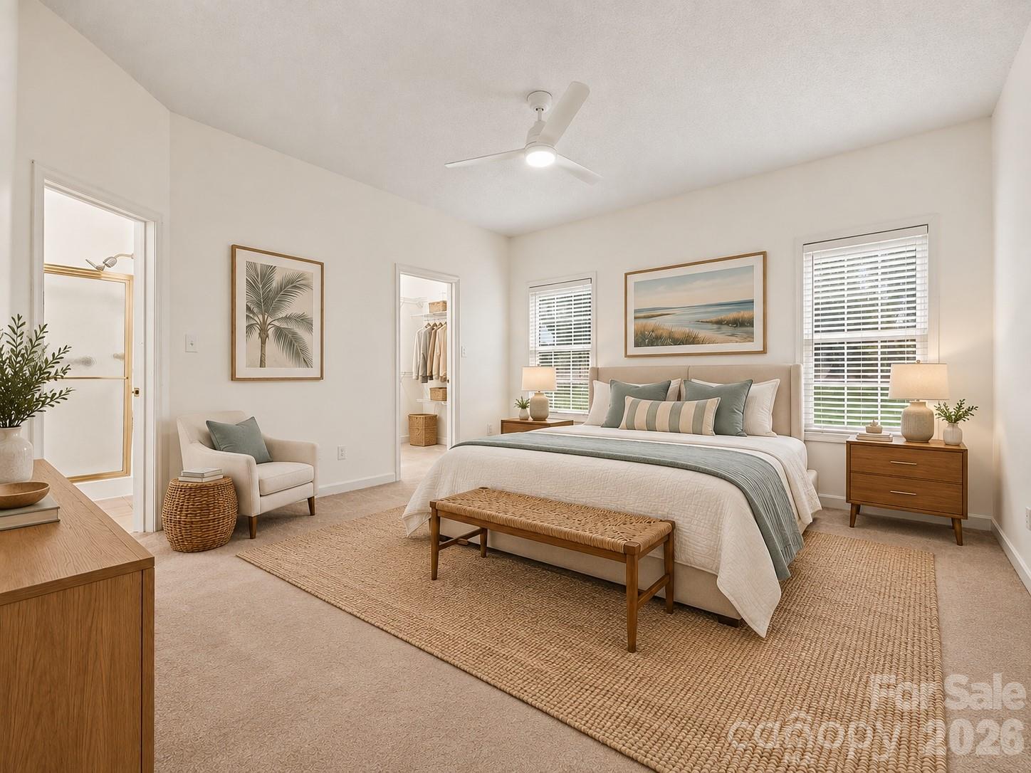 Staged Primary Bedroom with Ensuite Access - 1928 Twin Ponds Drive, Hickory