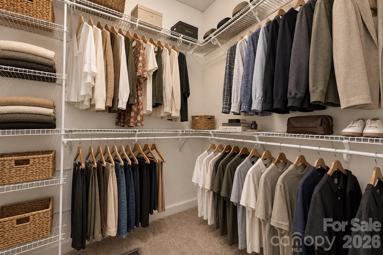 Staged Primary Walk-In Closet - 1928 Twin Ponds Drive, Hickory